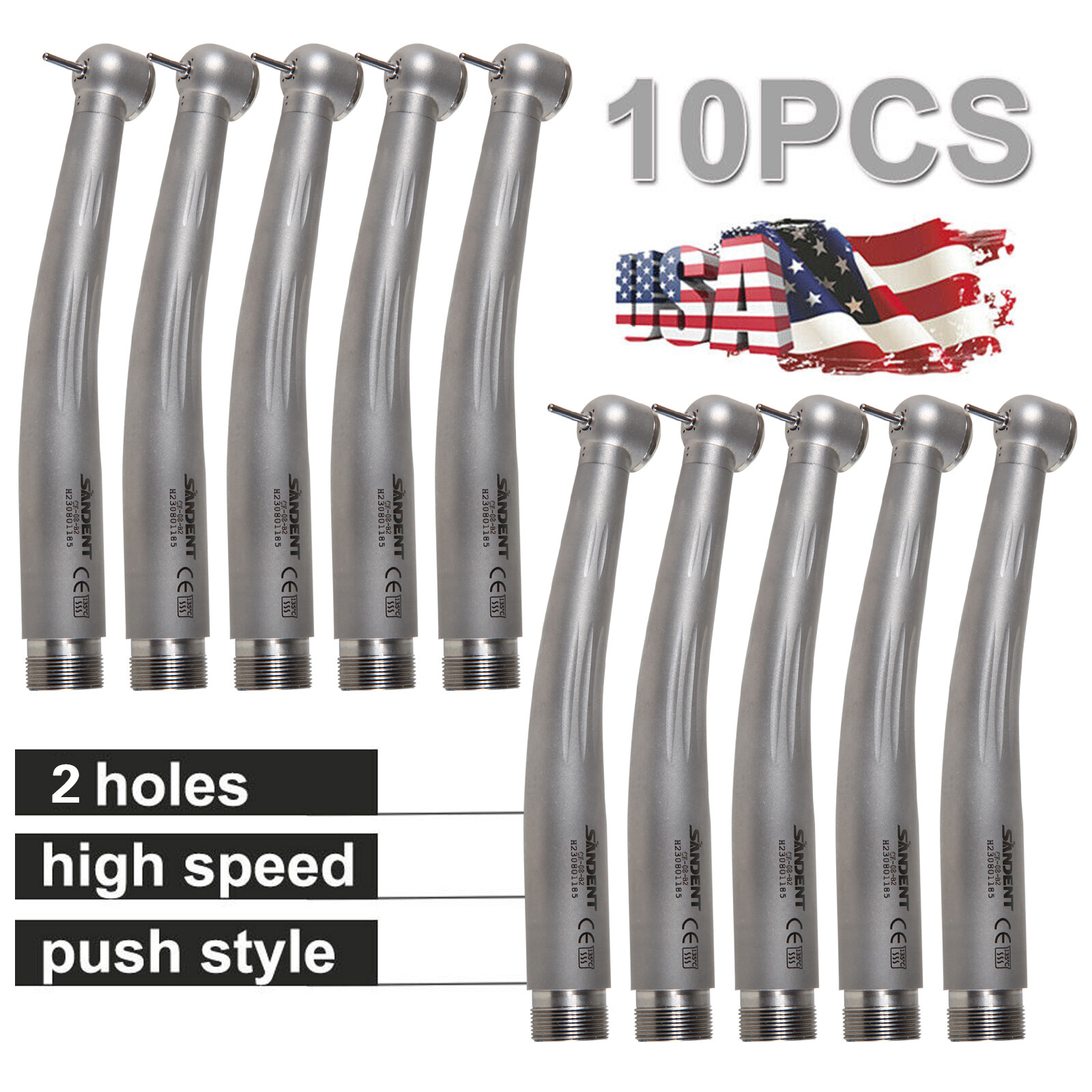 1-10 NSK Pana Style Dental High Speed Handpiece Ceramic Bearing 2 Holes Borden