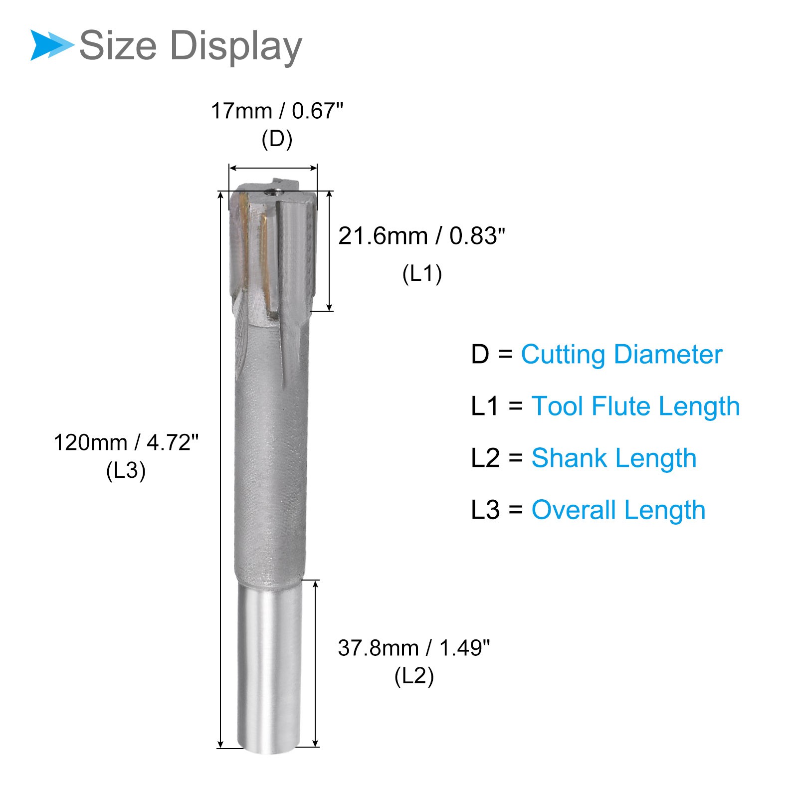 17mm Chucking Reamer Tungsten Carbide for Aluminum Copper Plastic Wood