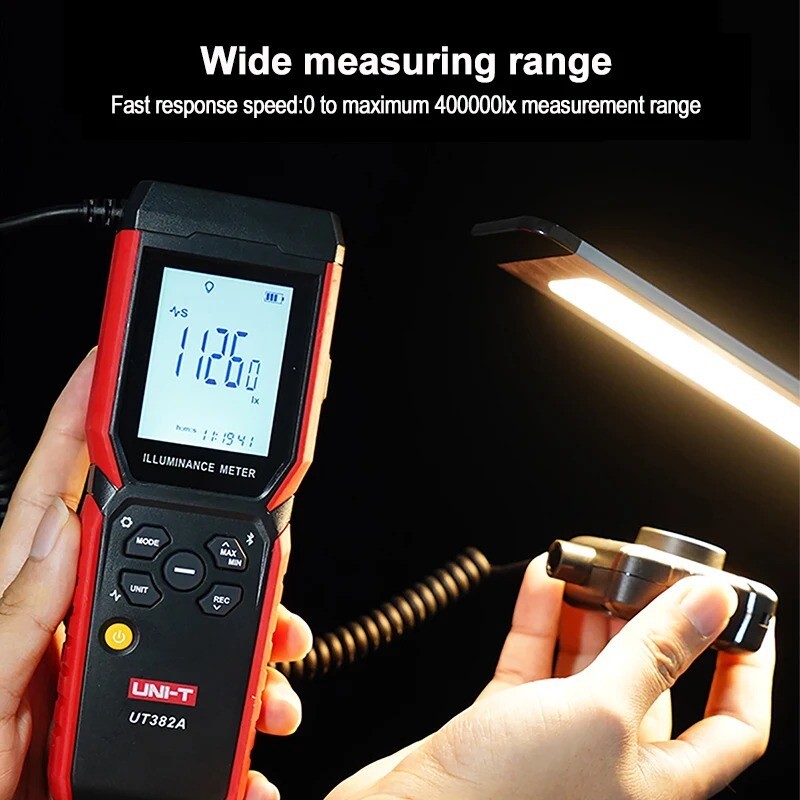 UNI-T Digital Illuminometer 400000 Lx Light Meter Photometer Bluetooth UT382A