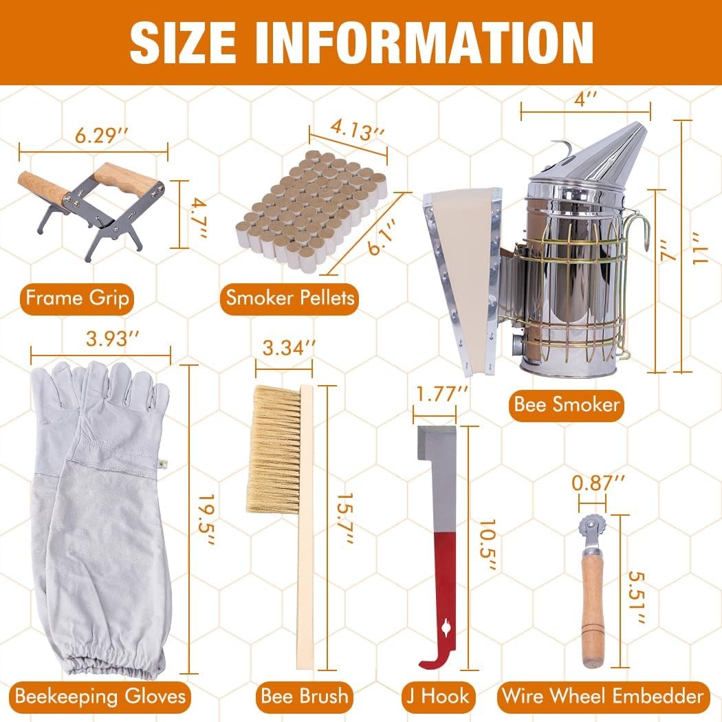MayBee 13 Pcs Beekeeping Tools with Bee Smoker, Supplies Bee…
