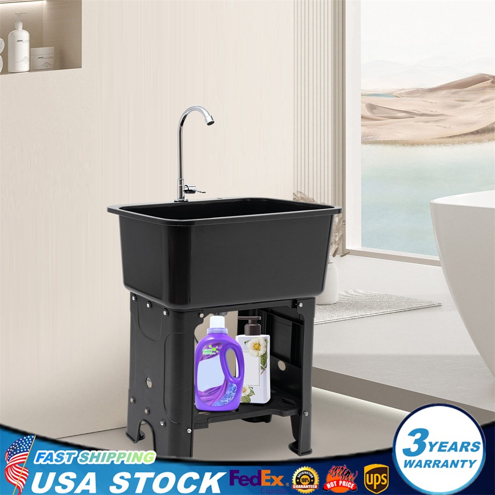 Utility Sink Laundry Tub with Faucet & Basement for Laundry Room Garage or Shop