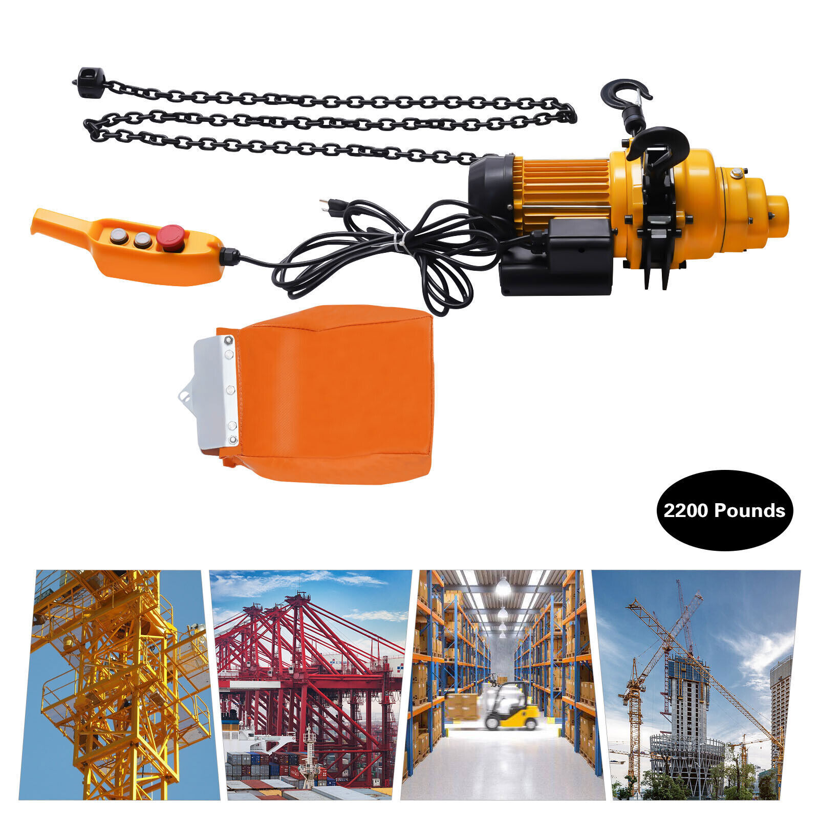 1 Ton Electric Chain Hoist w/ 13FT Double Chain Lifting Single Phrase 110V 20Mn2