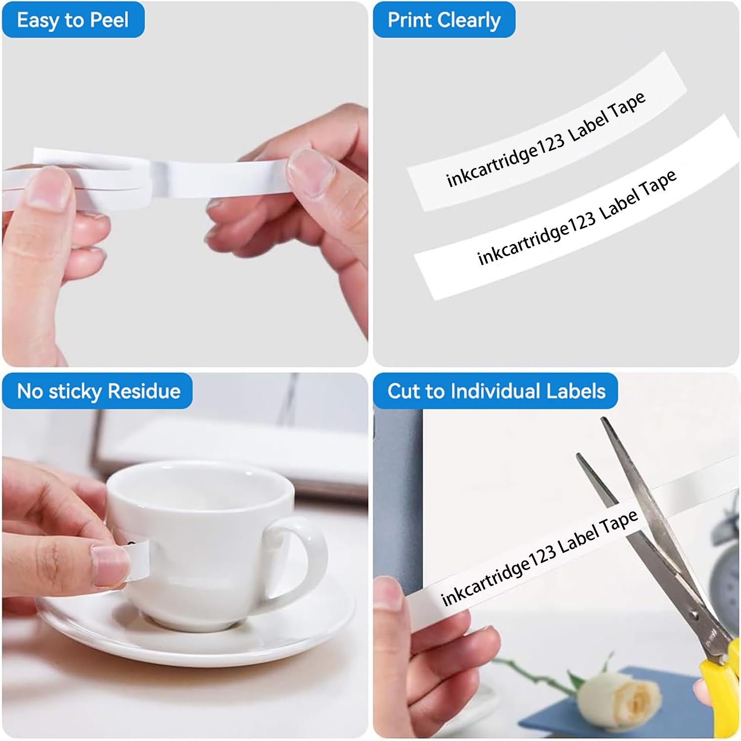 10PK Dymo Label Maker Refills 91331 White Plastic Label Tape 12mm LT100H LT100T