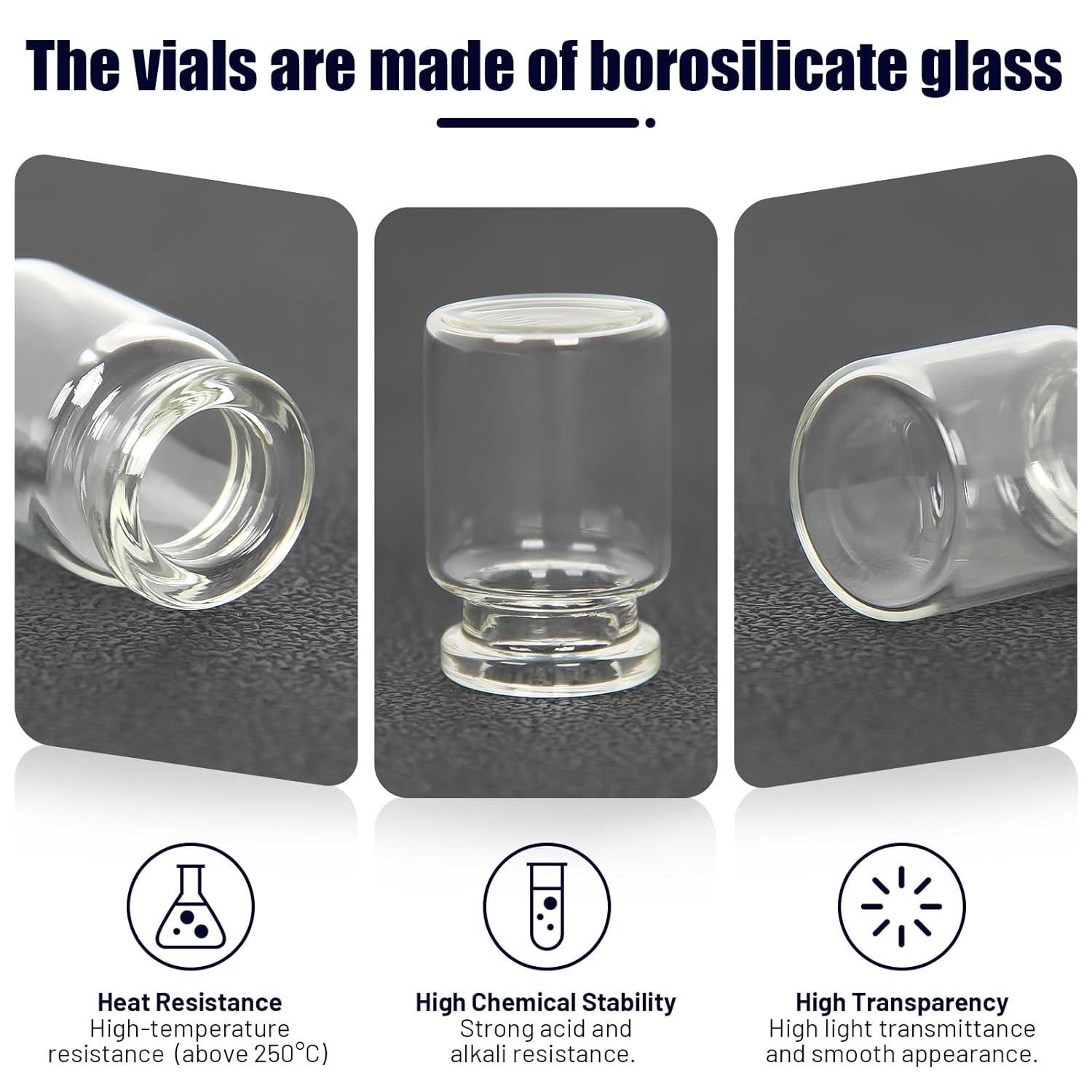 100/500/1000 3ml Glass Vials Headspace Vials Lab Vials w/ Caps 13mm Crimp Top US