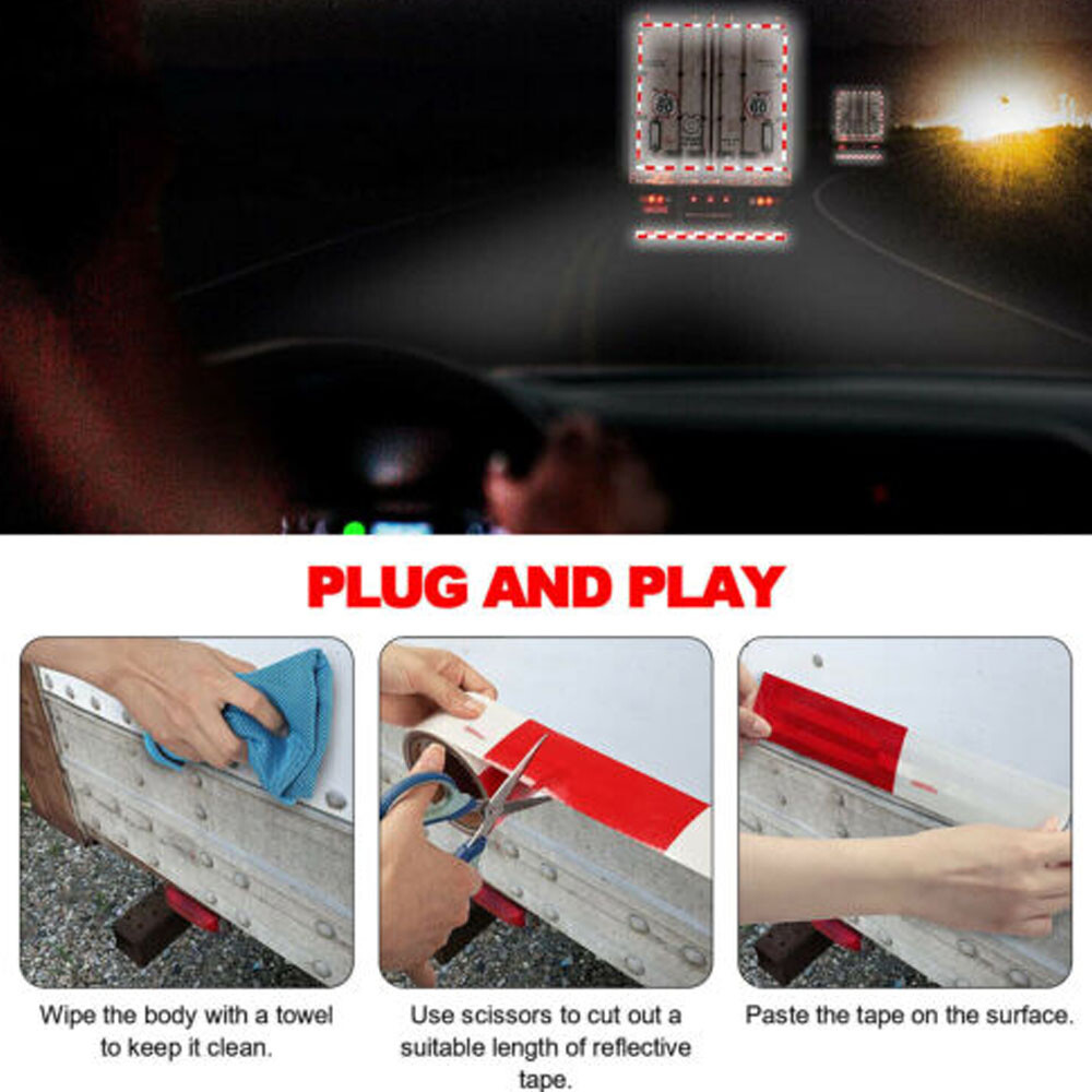 Reflective Safety Tape Waterproof Red and White Adhesive for Trailer Cars Trucks