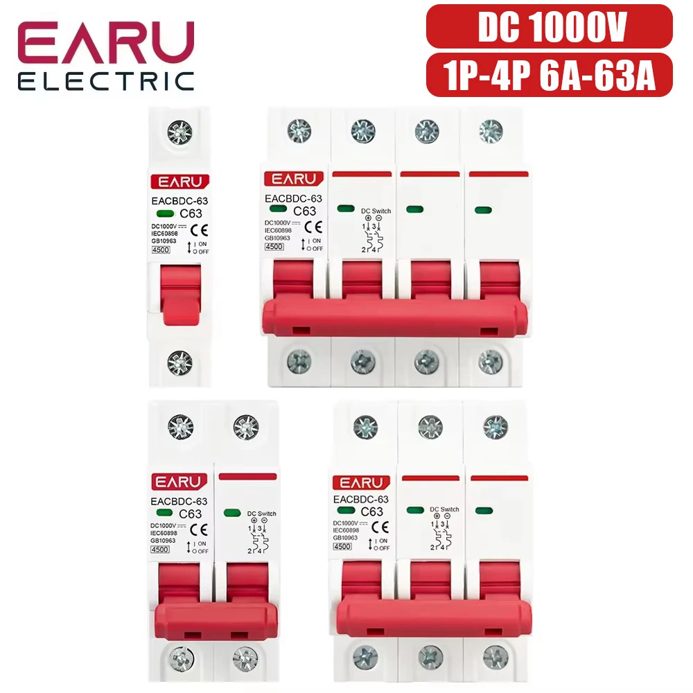 DC Circuit Breaker 1000V 2 Pole Double MCB Solar PV 10 16 20 32 40 50 63 Amp.