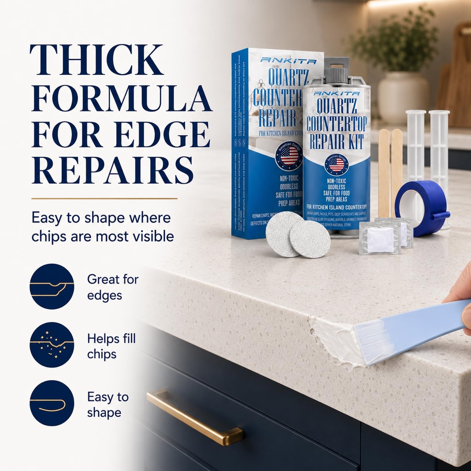 DIY Quartz Countertop Repair Kit – Quick-Drying Epoxy for Chips, Cracks, Scratch