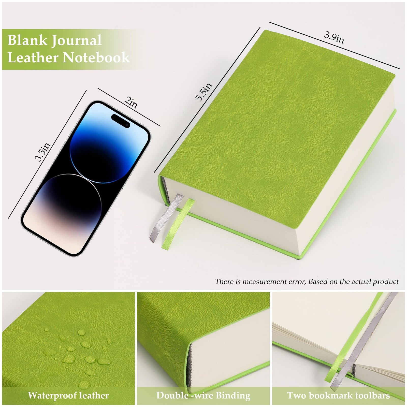 DreamDove Blank Journal Notebook 720 Pages 3.9 × 5.5 No Green