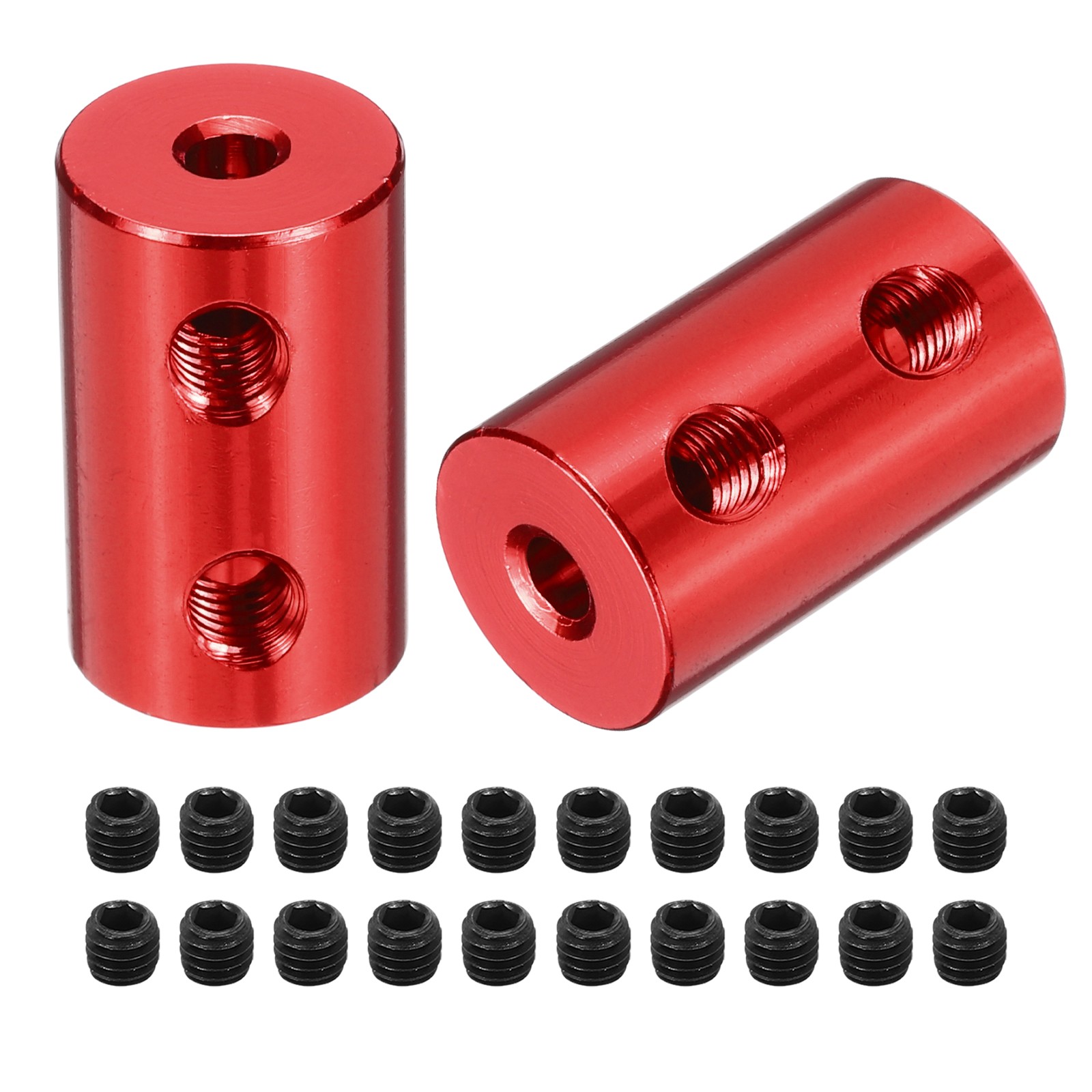 5 Pack Rigid Screw Coupling 3mm – 3mm Coupler L20mm x D12mm Aluminum Alloy Red