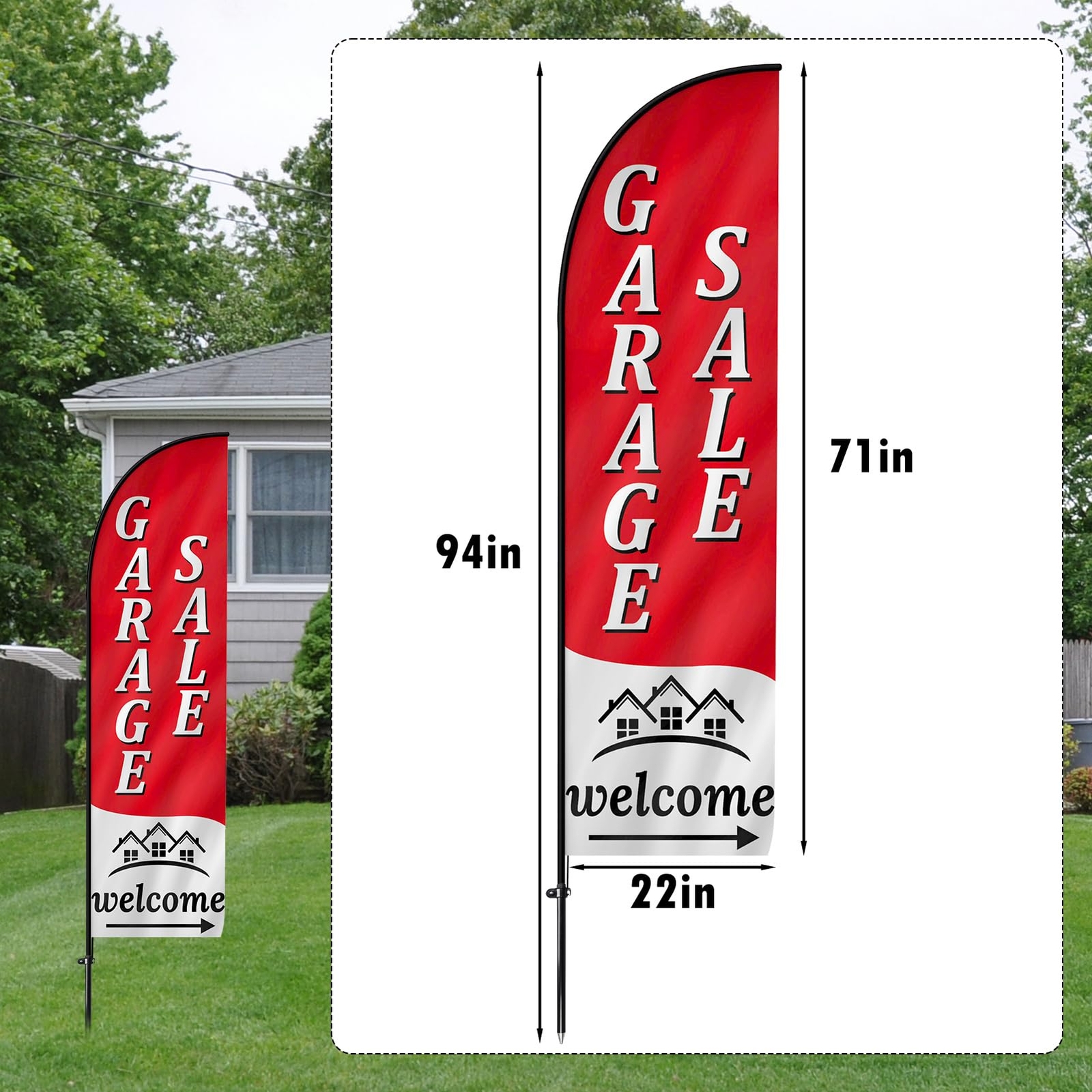 Garage Sale SignSwooper Advertising Flag & Pole KitYard Garage Sale Banner Fea