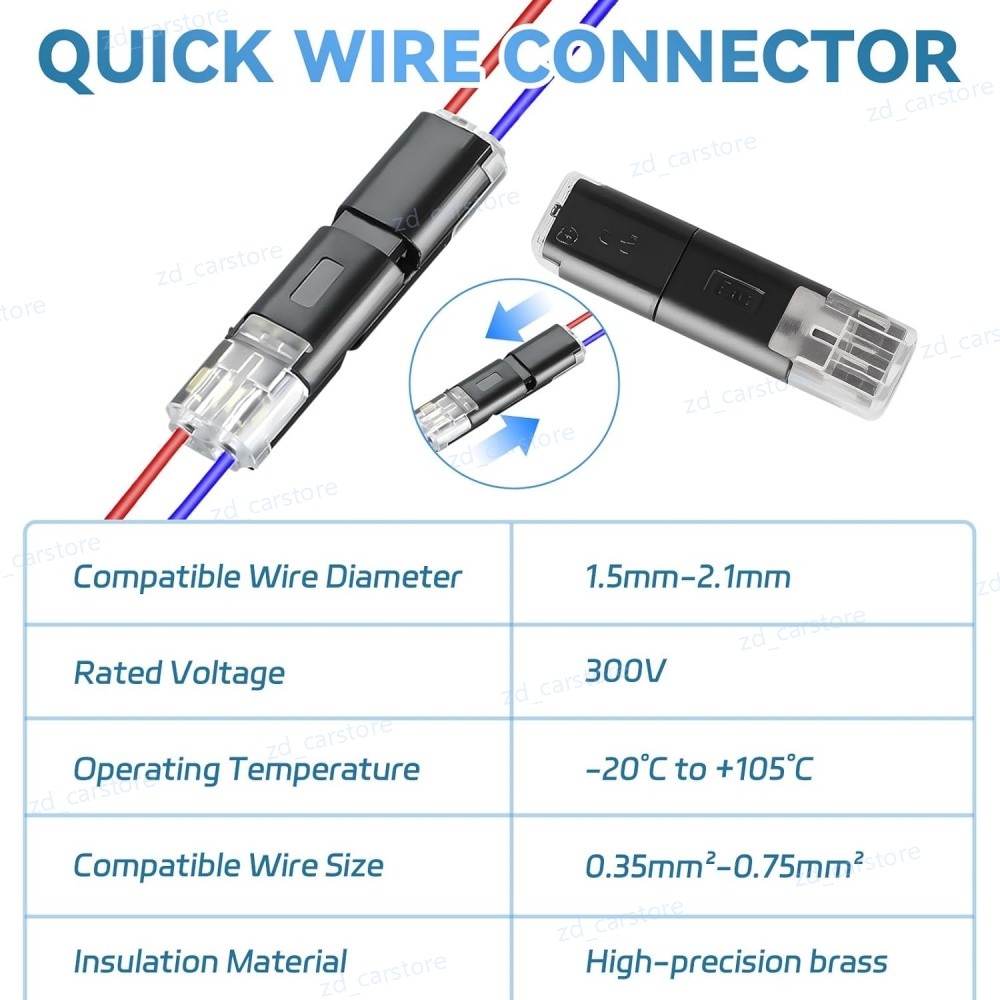 100pcs Double-Wire Plug-in Connector, Cable Clamp with Locking Buckle, AWG 18-22