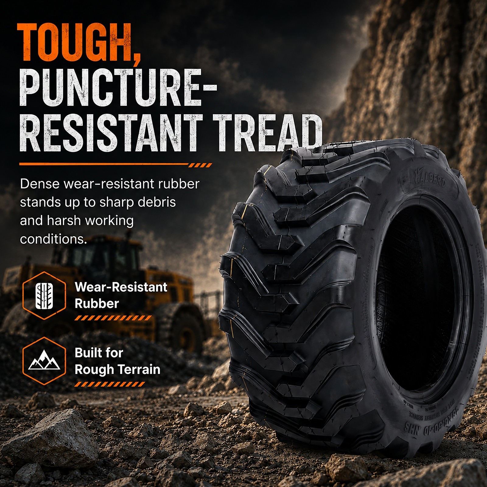 HALBERD 18×8.50-10 Skid Steer Tractor Tires 8 Ply Industrial 18×8.5×10 Tubeless