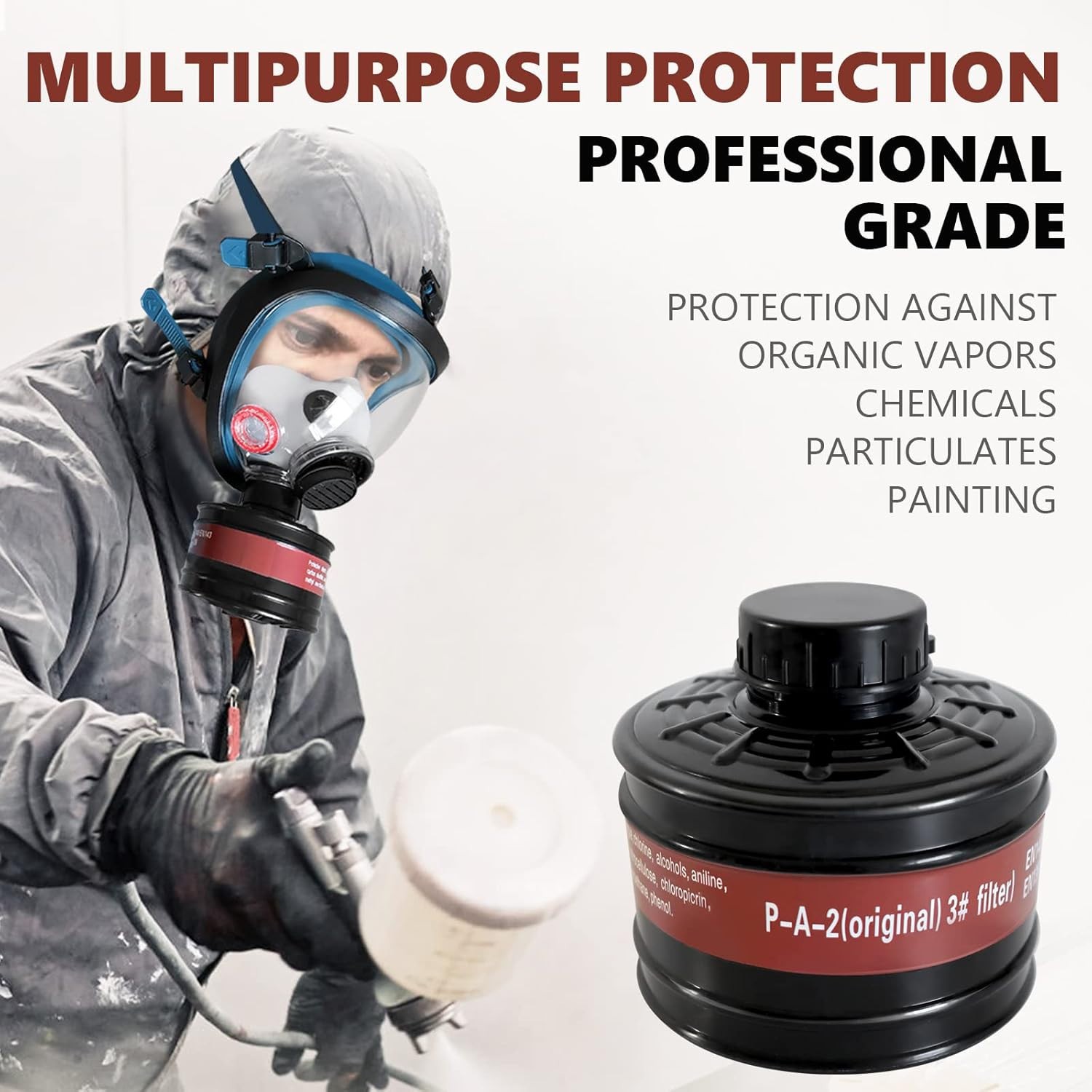40mm Gas Mask Filters – Full Face Respirator Mask Cartridge for Paint
