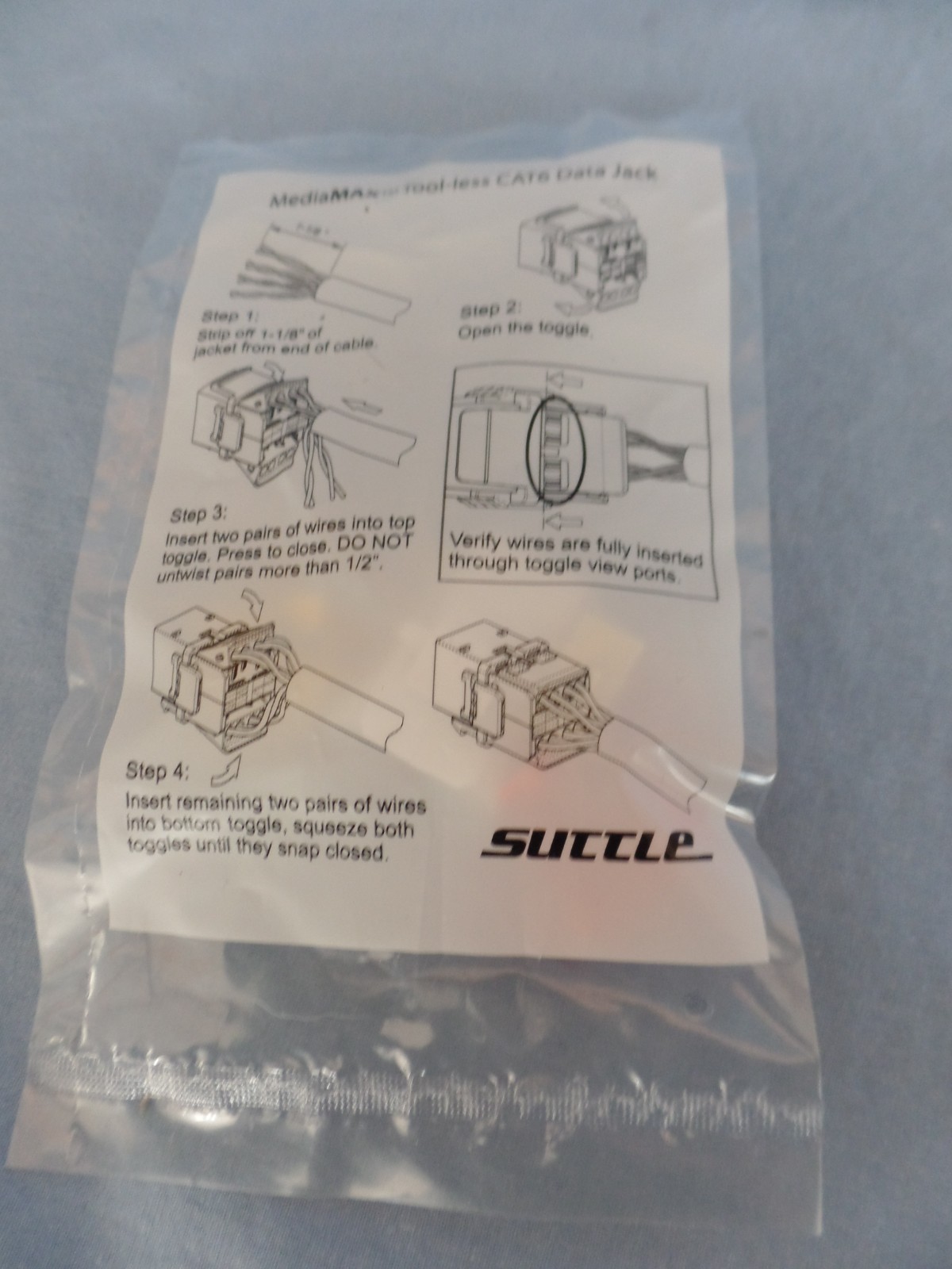 NEW 50 count box Suttle DATA JACK Tool-Less Cat-6 W/3 Bezels STAR6000C6T3
