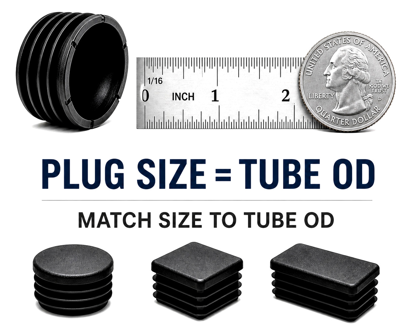 1-3/8″ OD Round Tube Plugs LDPE End Caps for Racks Carts Frames 12 Pack