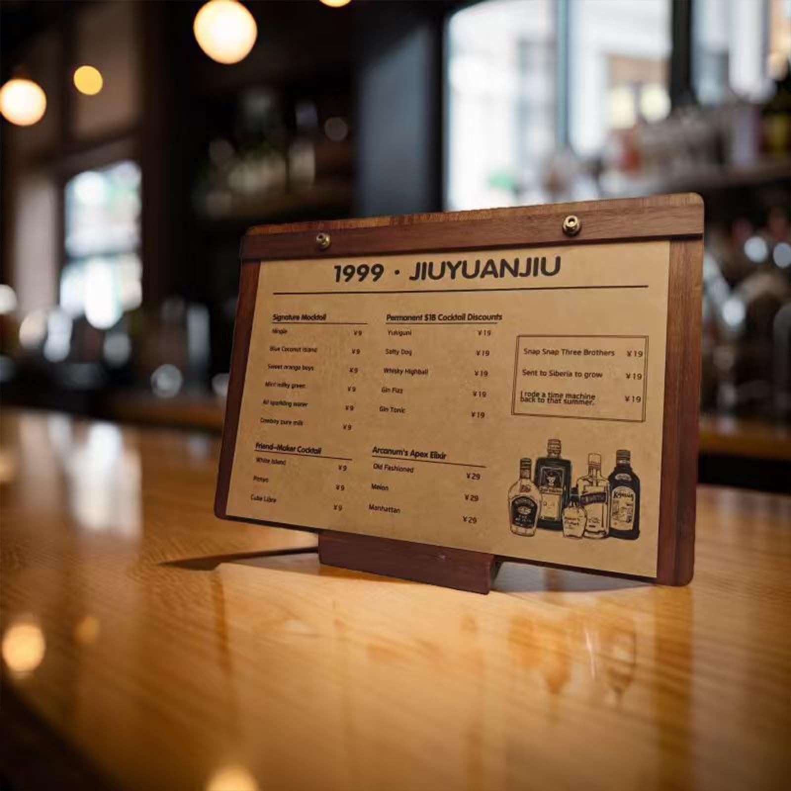 6.69×9.87in Solid Walnut 2-in-1 Menu Clipboard, Horizontal Stand