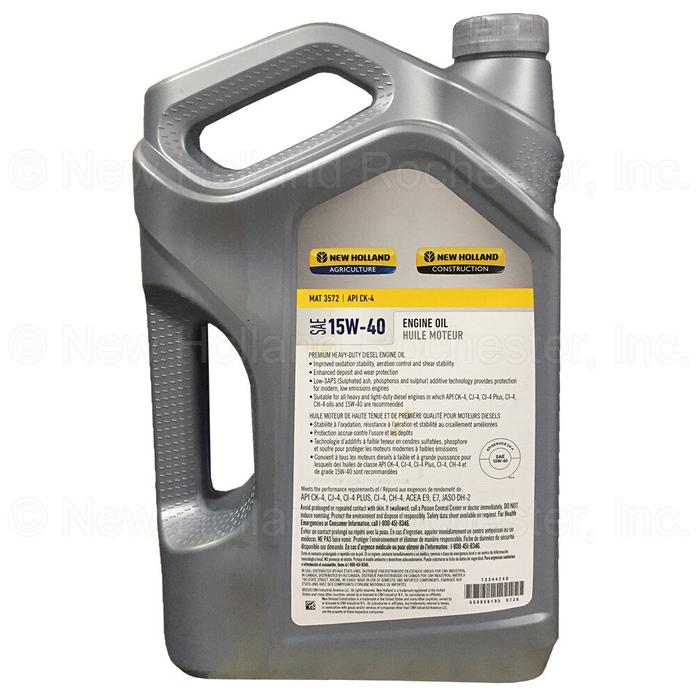 New Holland 1 Gal Engine Oil SAE 15W-40 CK-4 MAT 3572 Part # 73344240