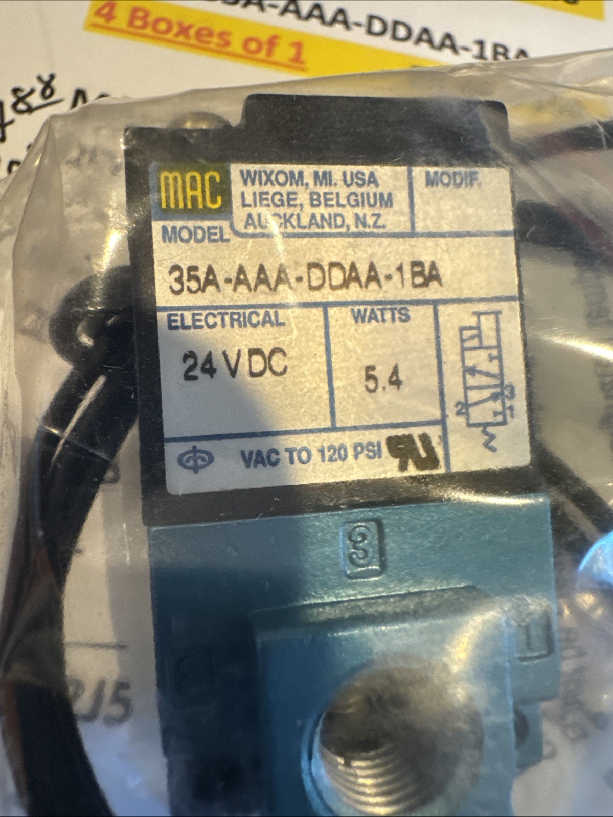 MAC 35A-AAA-DDAA-1BA Solenoid Valve 24 VDC 5.4 Watts DC48 D356