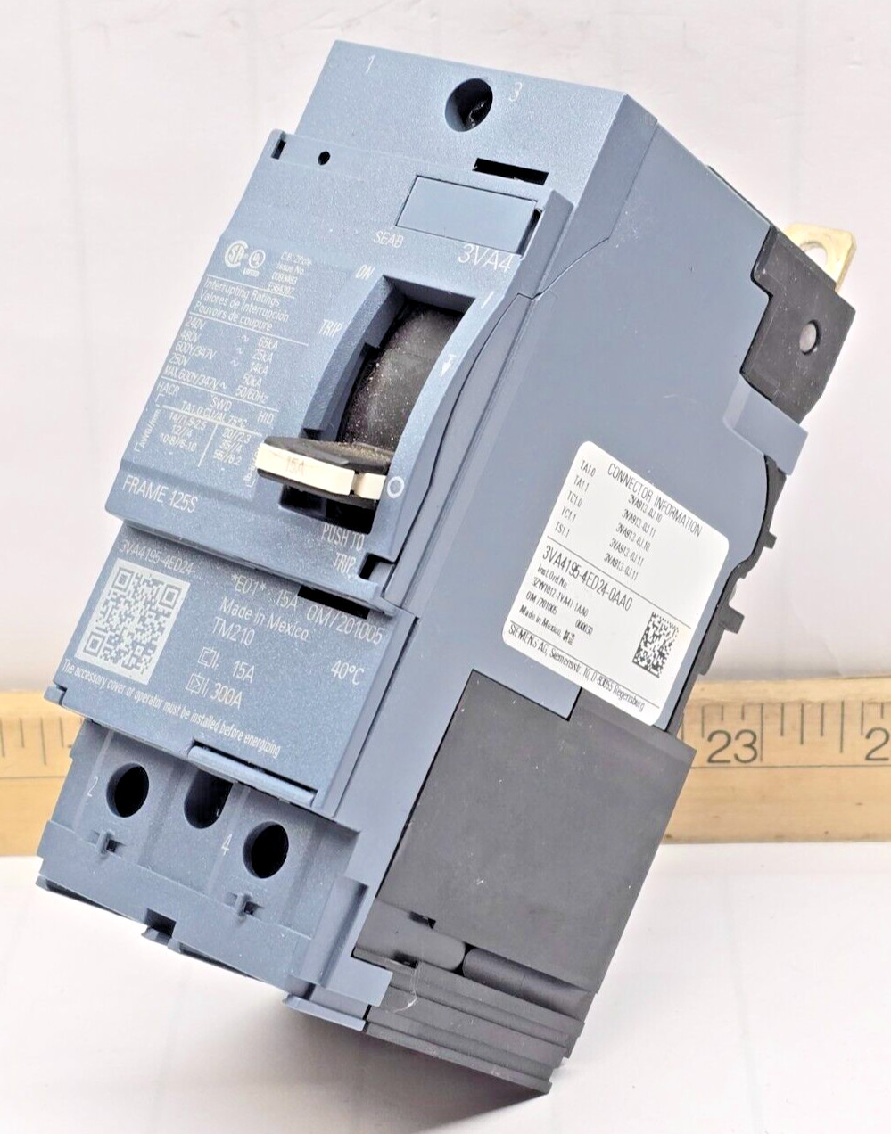 New Siemens 15 Amp Bolt-On Circuit Breaker 480 VAC 2 Pole 3VA4195-4ED24-0AA0