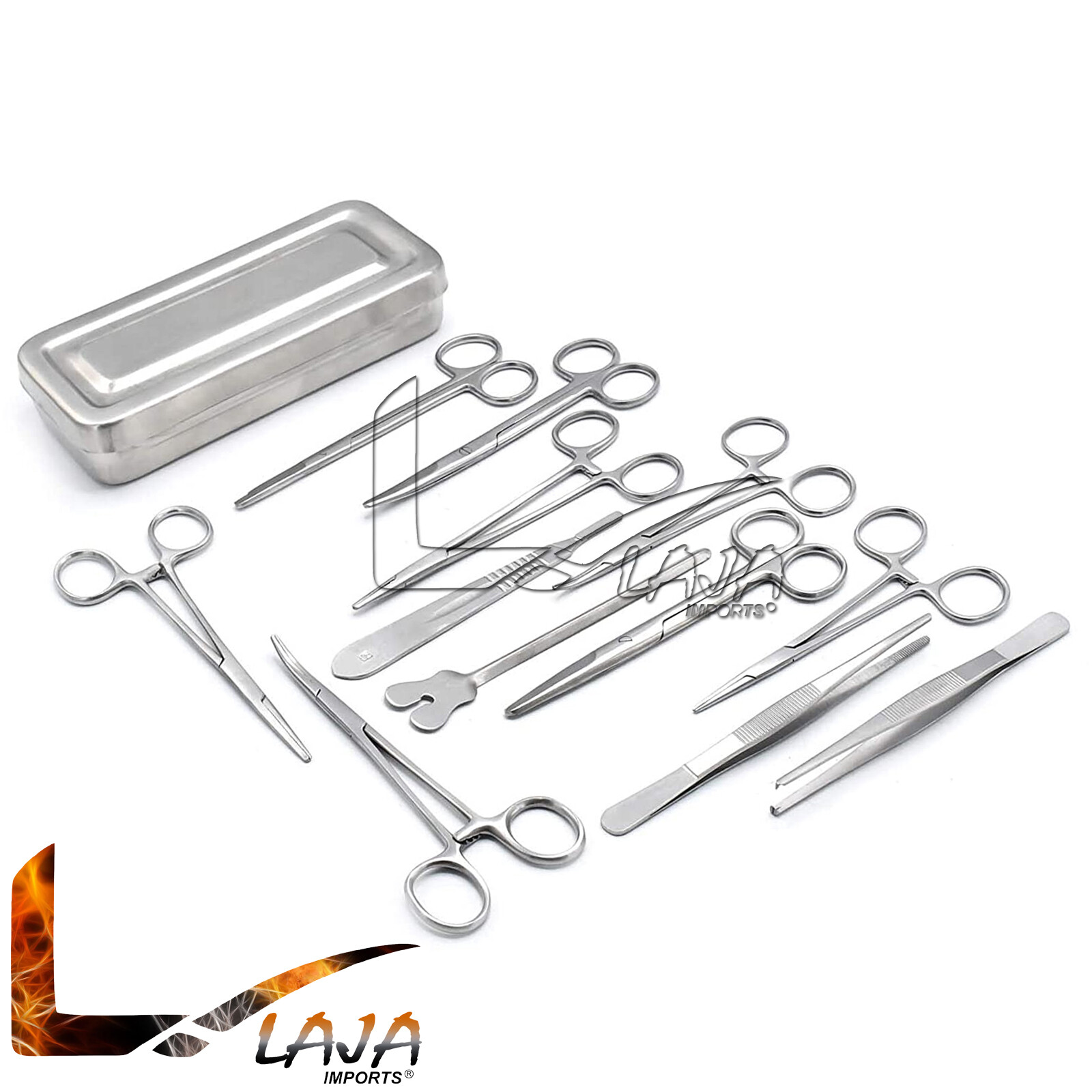 13 Pieces Basic Minor Surgery Kit Steel Box Surgical Instruments DS-1290