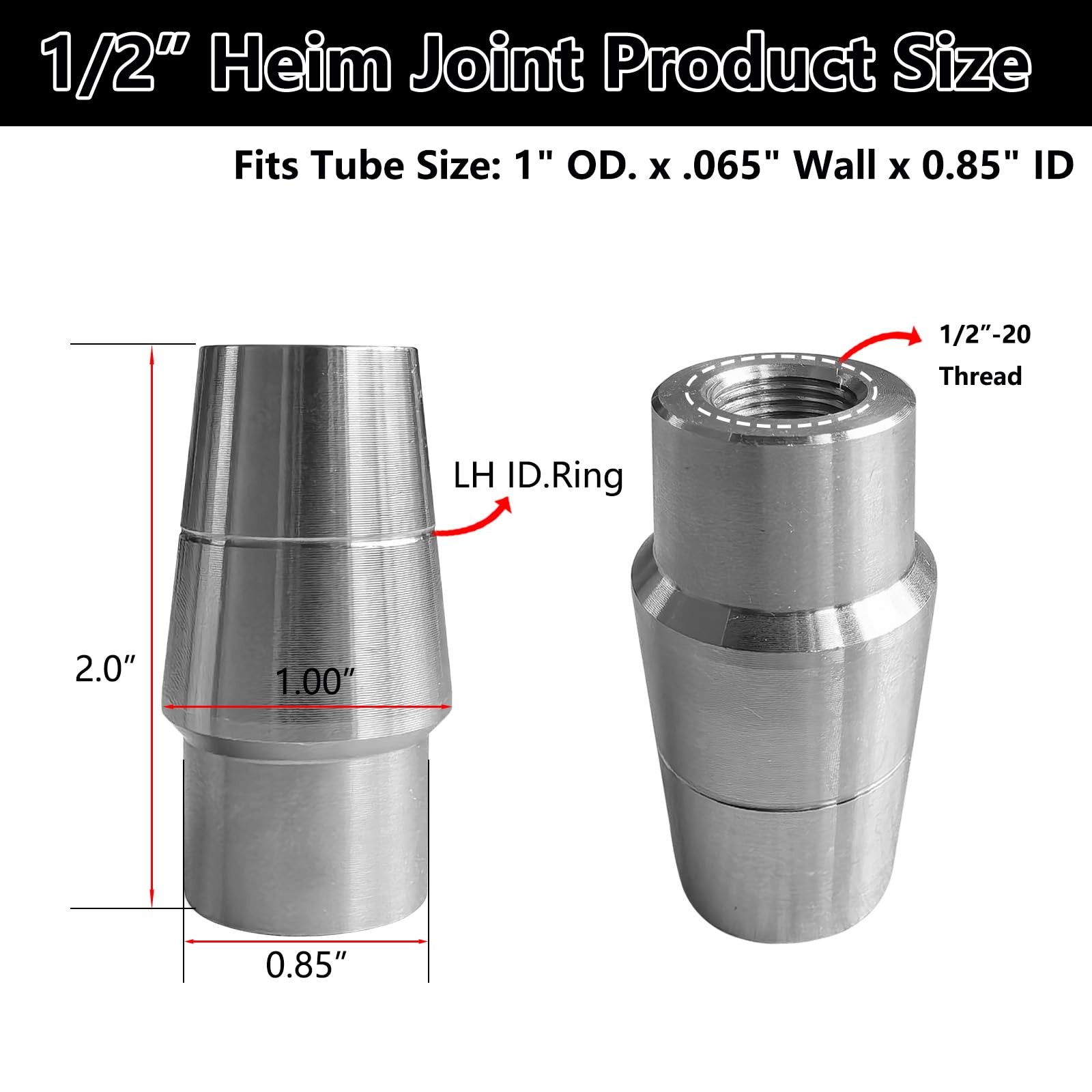 1/2″ Heim Joint Rod End Kit, 0.5 Inch Right and Left Hand Thread Chromoly Pan