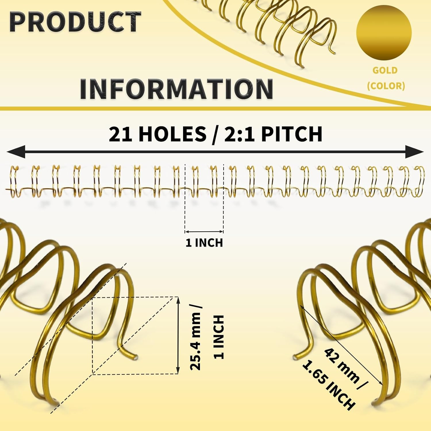 Double Loop Binding Wire Spines, 1 Inch, 2:1 Pitch Binding Wires Capacity 240…