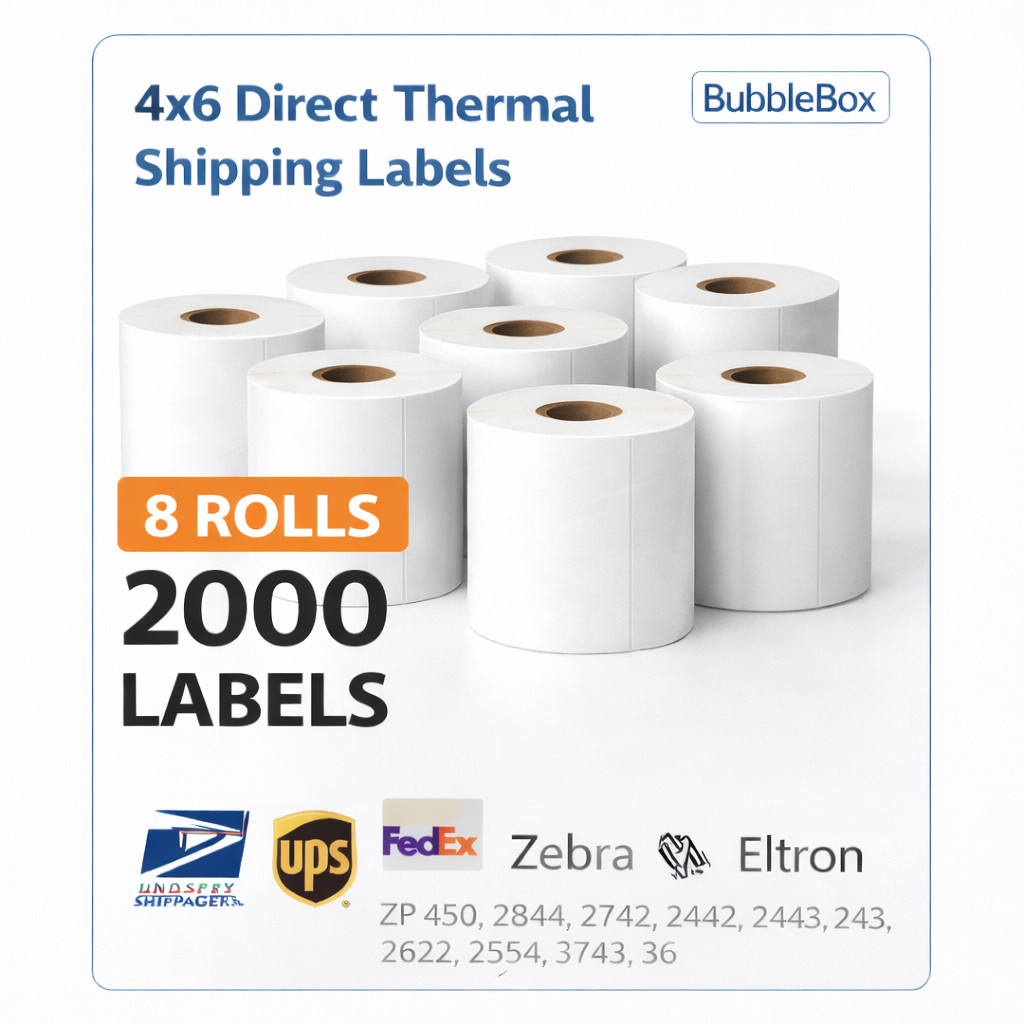 8 Rolls 4×6 Direct Thermal Shipping Labels – 250 per roll – 2000 labels