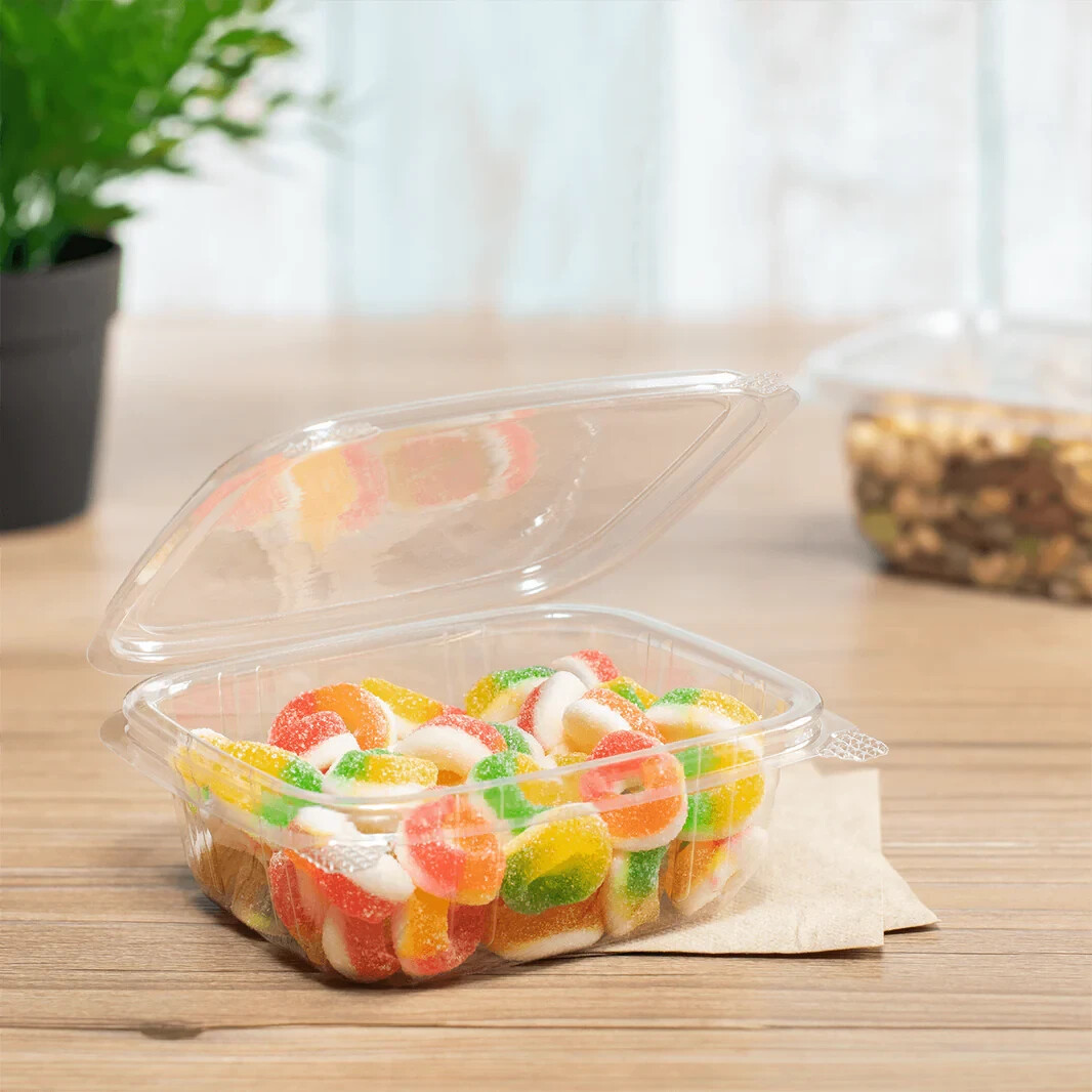 Karat 12oz PET Plastic Hinged Deli Container/ Takeout Salad Container(200 pcs)