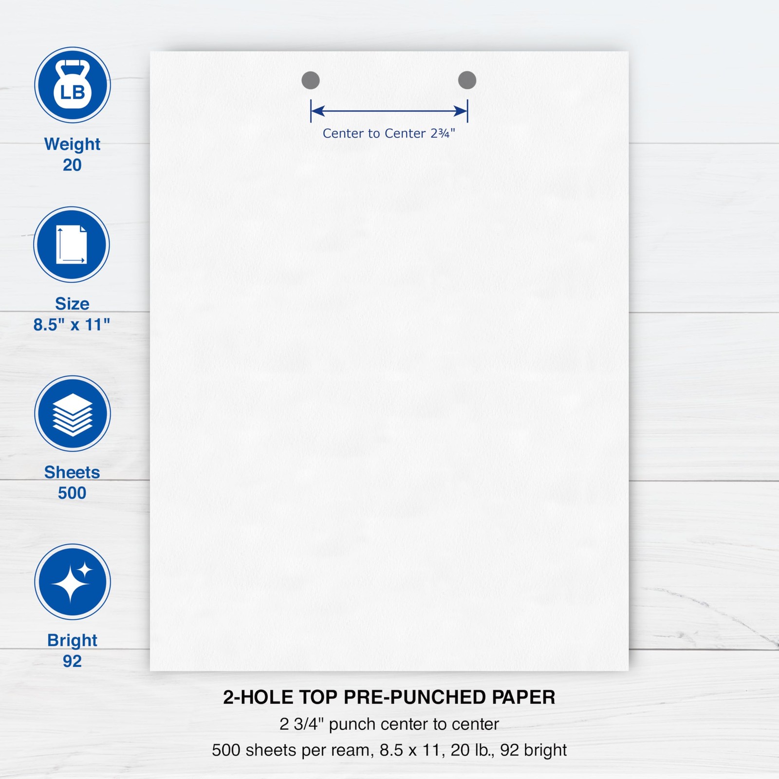 Professional 2 Hole Punch Top Paper – Pre-Punched for Folders, Binders, & Cli…