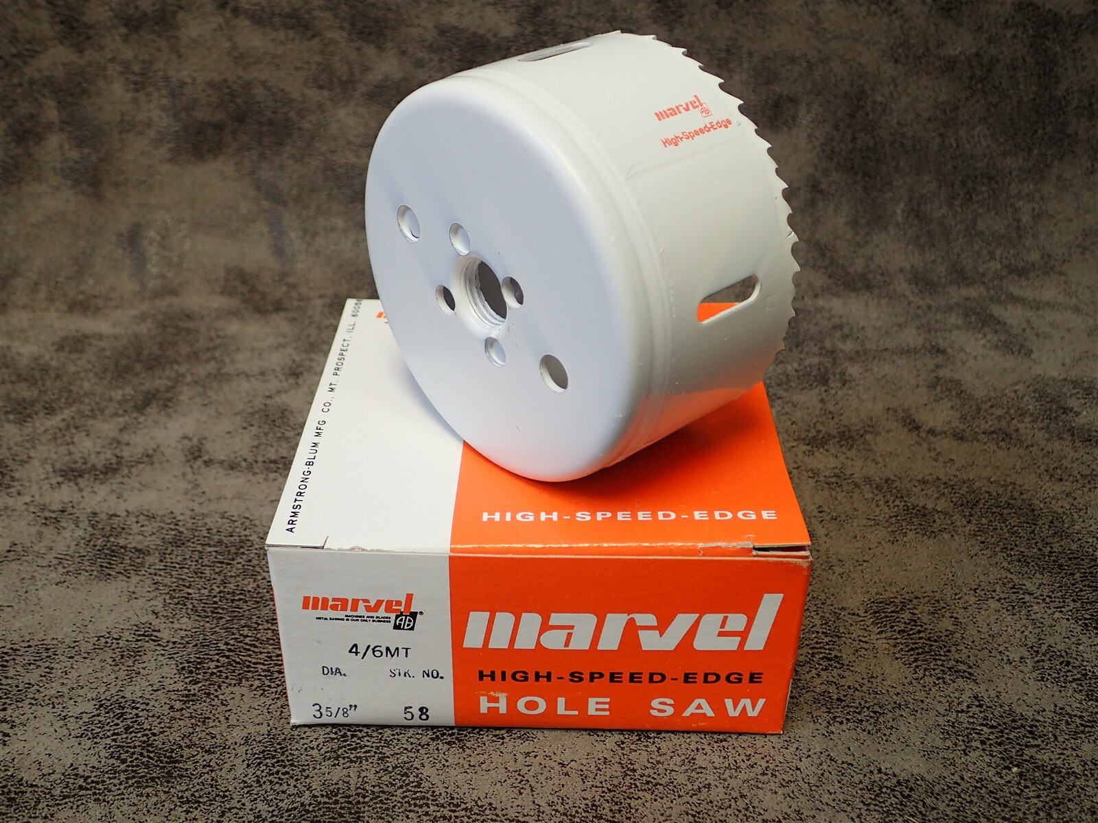 #58 Marvel Armstrong Blum 3-5/8″ Hole Saw, 2″ Cutting Depth, HSS Tooth Edge