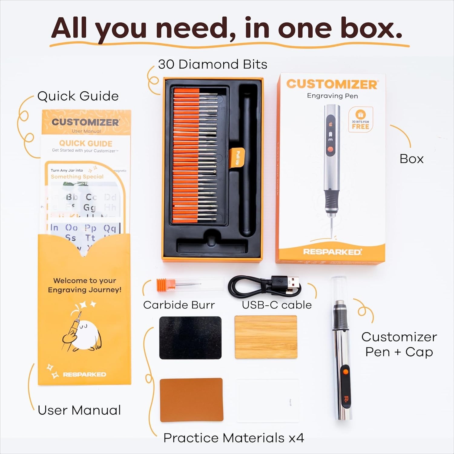 Resparked Customizer Engraving Pen Ultimate Cordless Portable Tool for Artists &