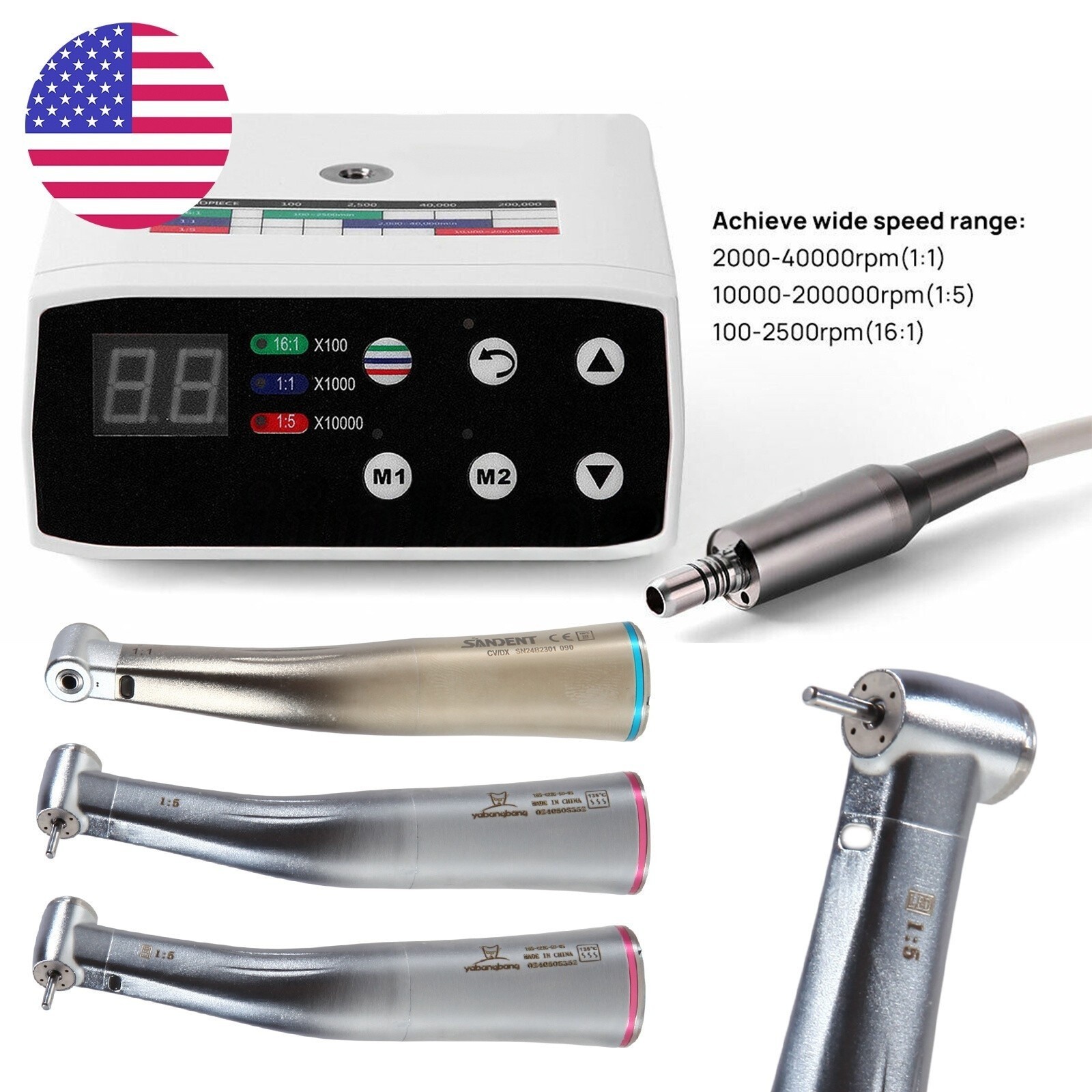 NSK Style Dental Slow Low Speed Handpiece Contra Angle Straight Air Motor 2/4H