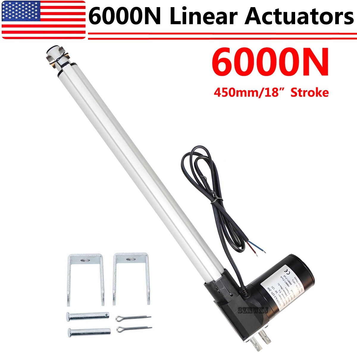 Electric 18″ Stroke 6000N 600KG Linear Actuator 1320lbs Heavy Duty 12V Motor IG