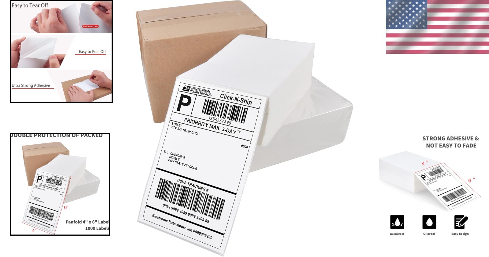 Dual Stack 1000 Count 4×6 Thermal Labels – Easy Separation & Strong Adhesive