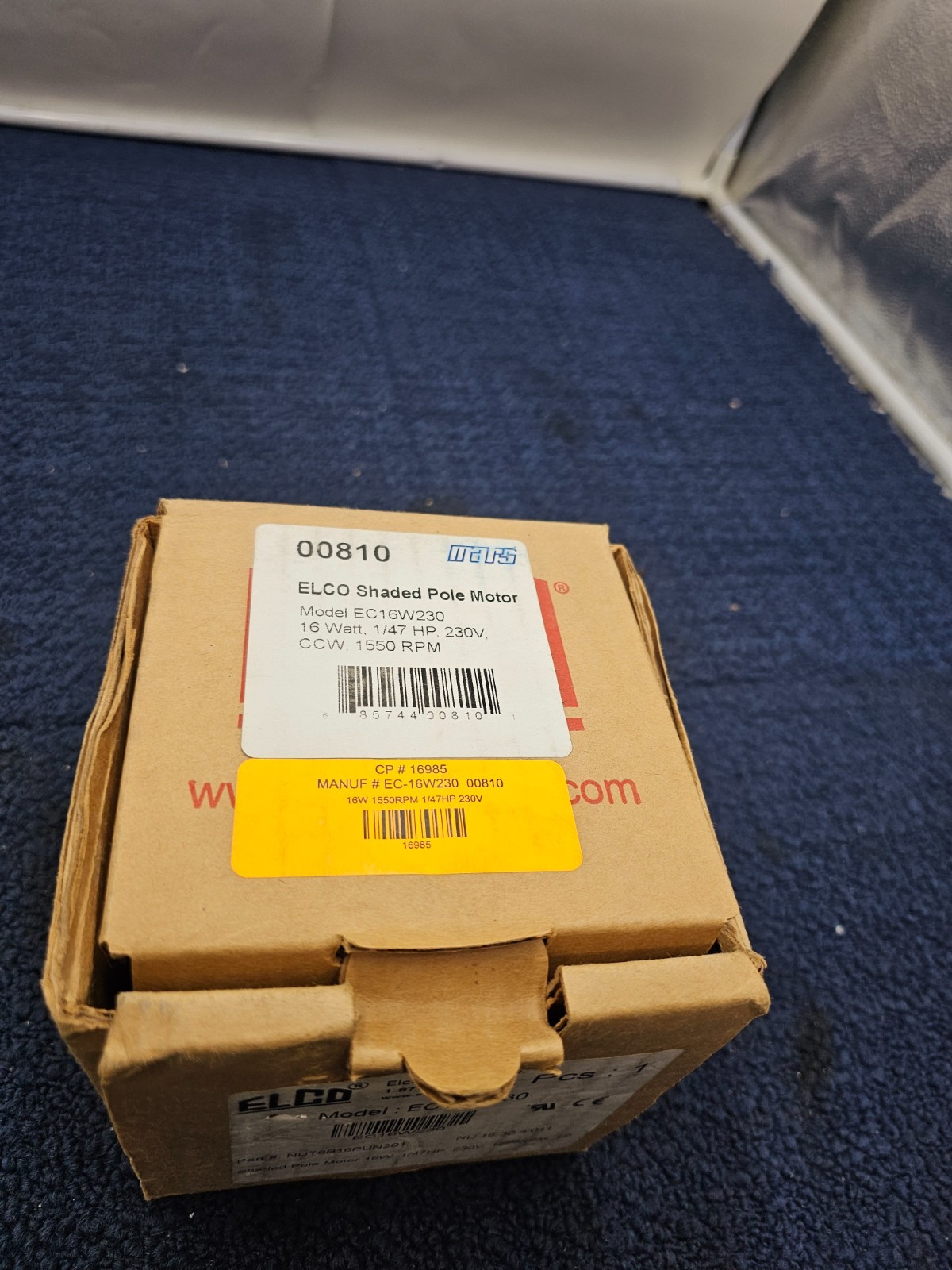 ELCO EC16W230 Shaded Pole Motor 16 Watts 1/47 HP 230V 1550RPM NUT6B16PUN201