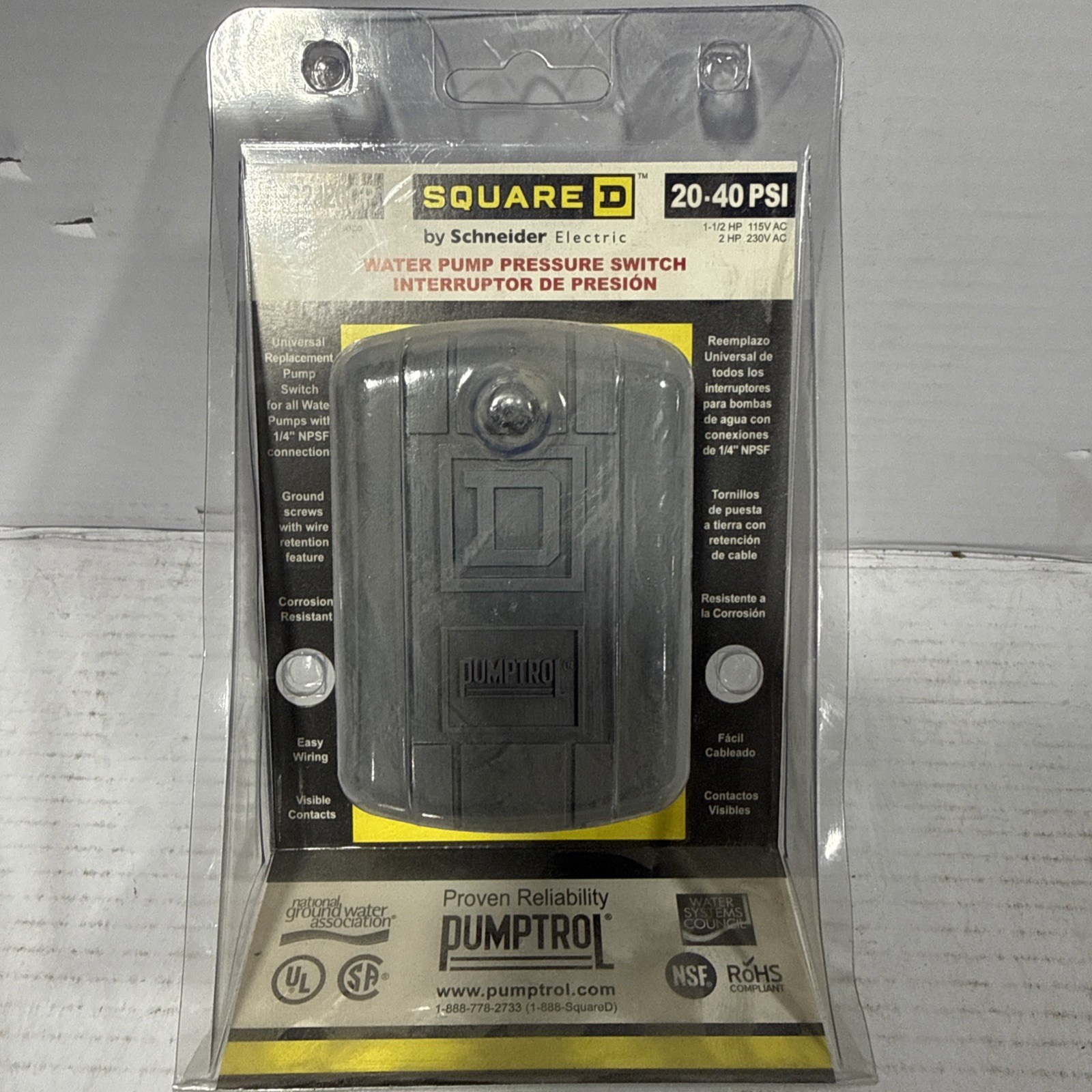 Square D PUMPTROL 20-40 PSI Water Pump Pressure Switch FSG2J20CP NEW