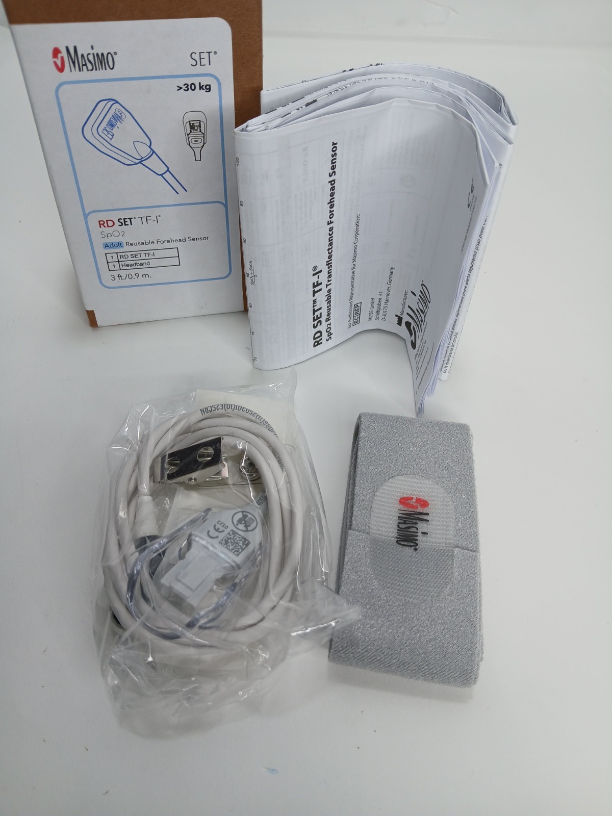 NEW OEM Masimo 4055 RD SET TF-I Adult Reusable Forehead Sensor 3Ft 0.9m 30 kg