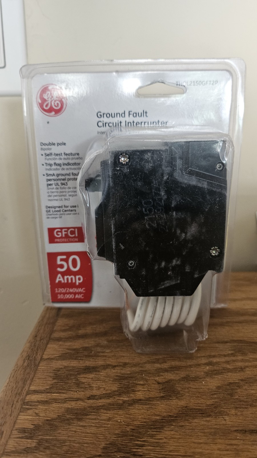 GE 50A Double Pole Ground Fault Circuit Breaker with Self-Test THQL2150GFT2P