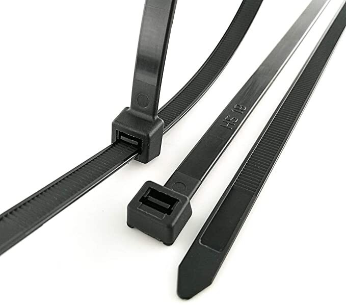 200 Strong Cable Wire Zip Ties 50lb Strength USTC Polyamide Black 8″ 188mm