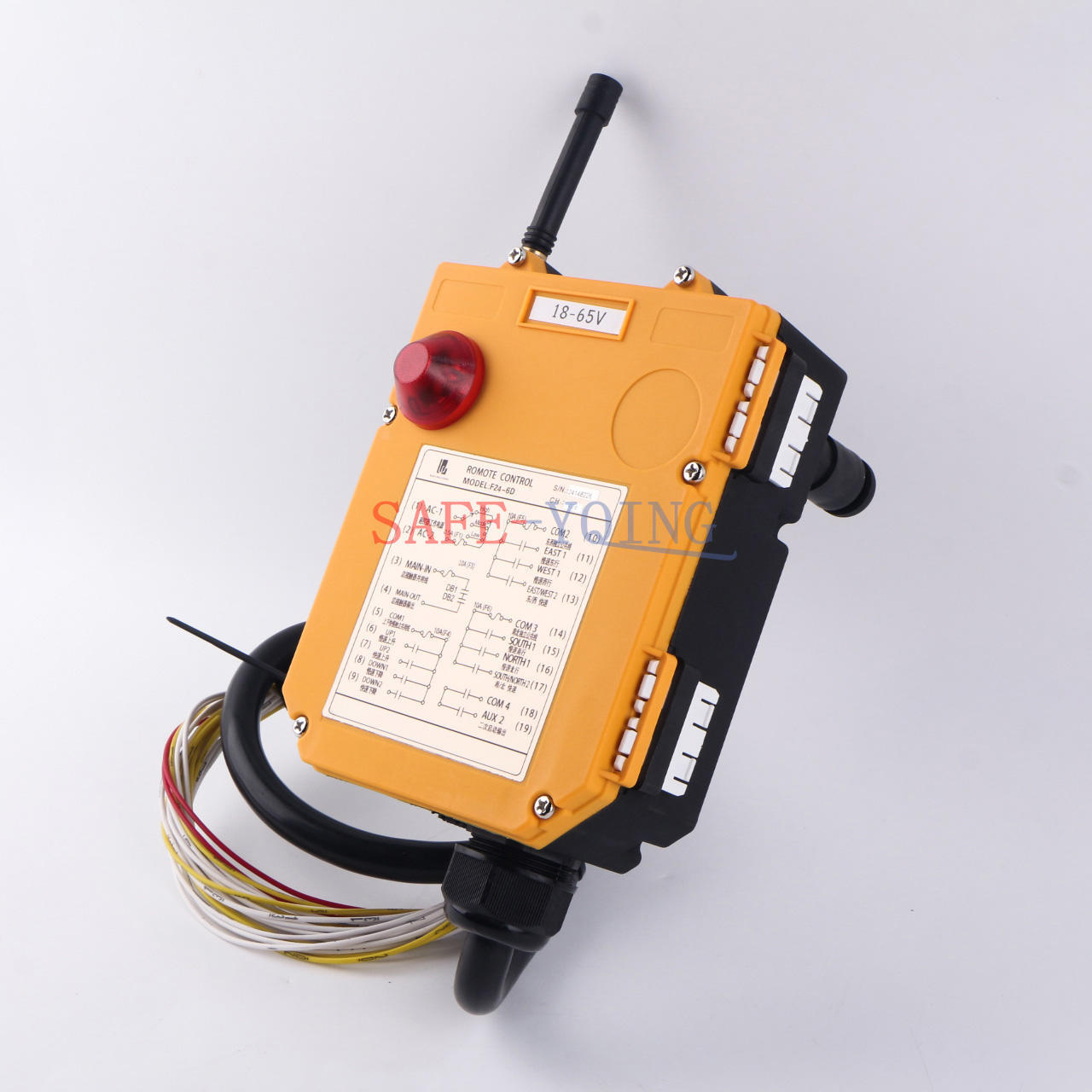 2 Emitter +1 Receiver Hoist Crane Radio Wireless Remote Control F24-6D 18~65V