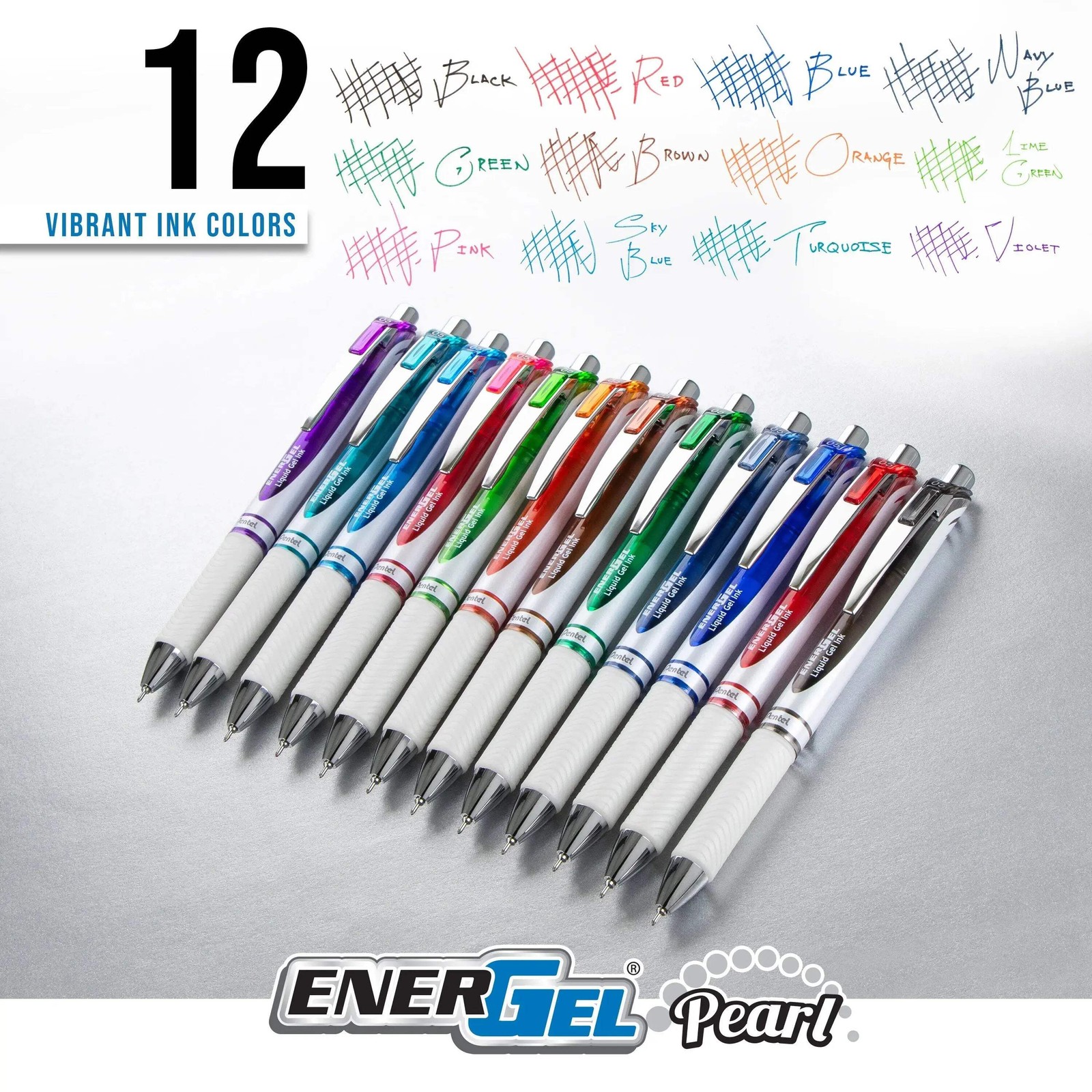 Pentel EnerGel RTX Pearl Liquid Gel Pen, (0.5mm) Needle Tip, Fine Line, Black an