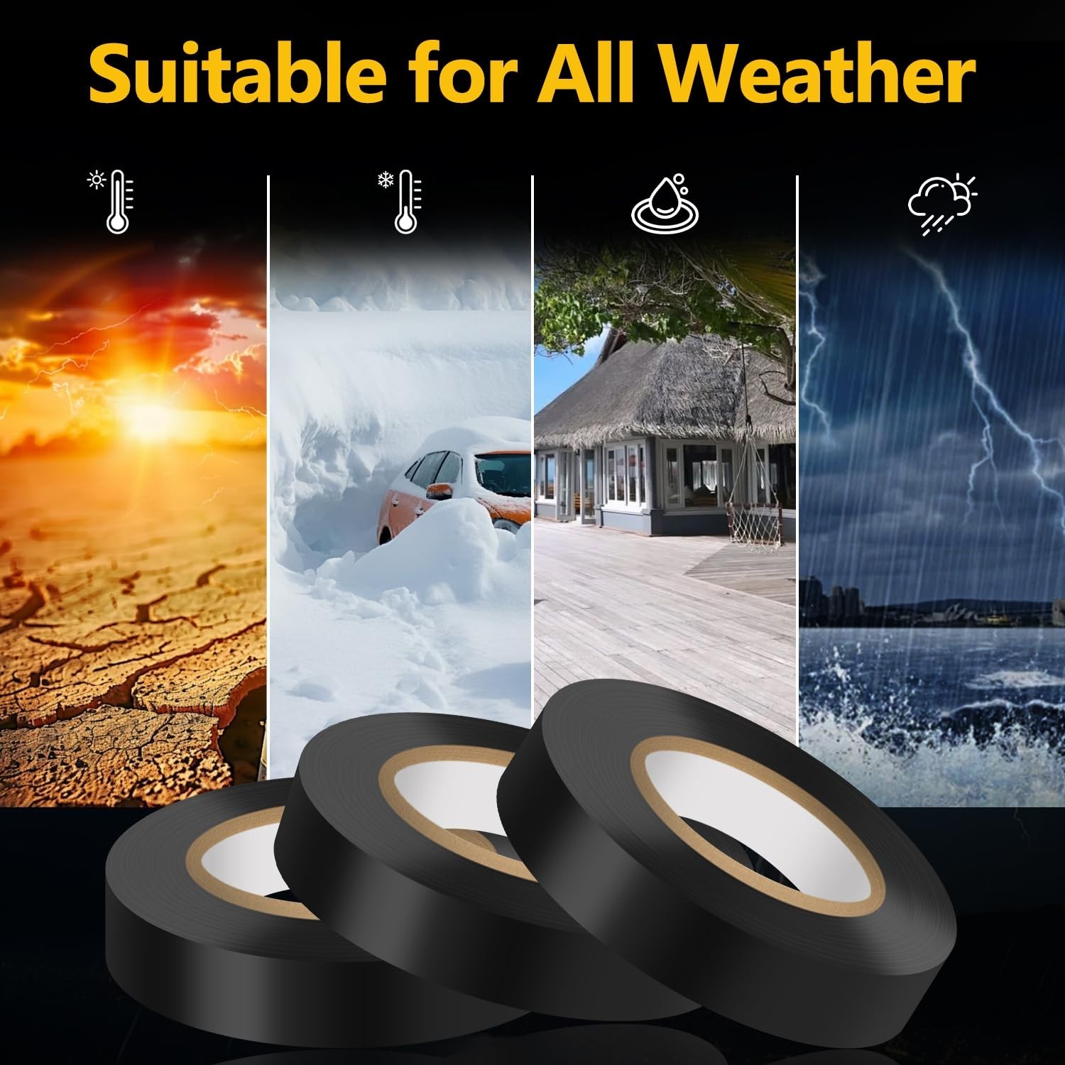 20 Pack Black Electrical Tape 3/4″ x 66ft Waterproof High Temperature Resistance