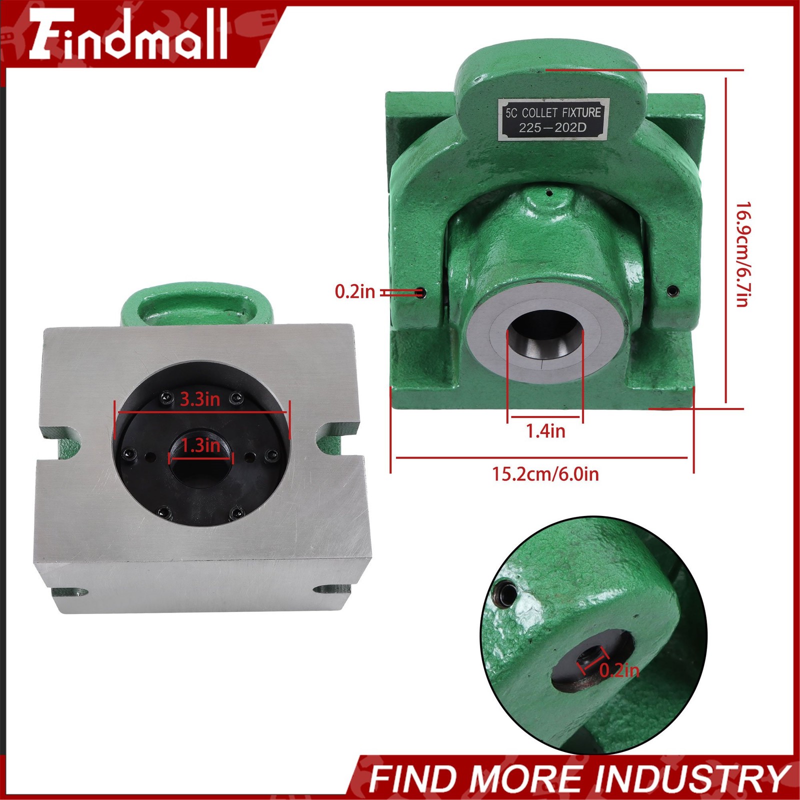 Findmall 5C Collet Fixture Dead Length Chuck Fixture Horizontal Vertical Mill