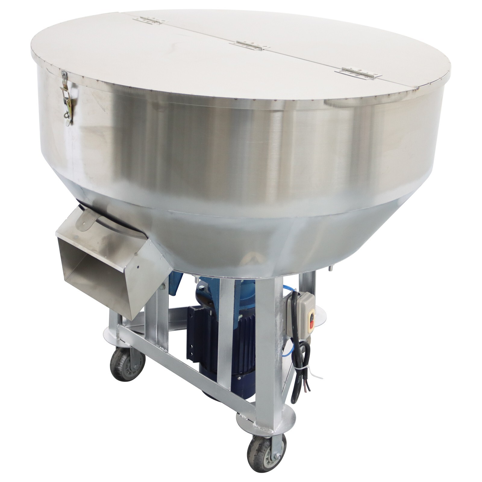 200KG/440LBS Stainless Feed Mixer Granular Plastic Mixer Machine W/Wheel 220V