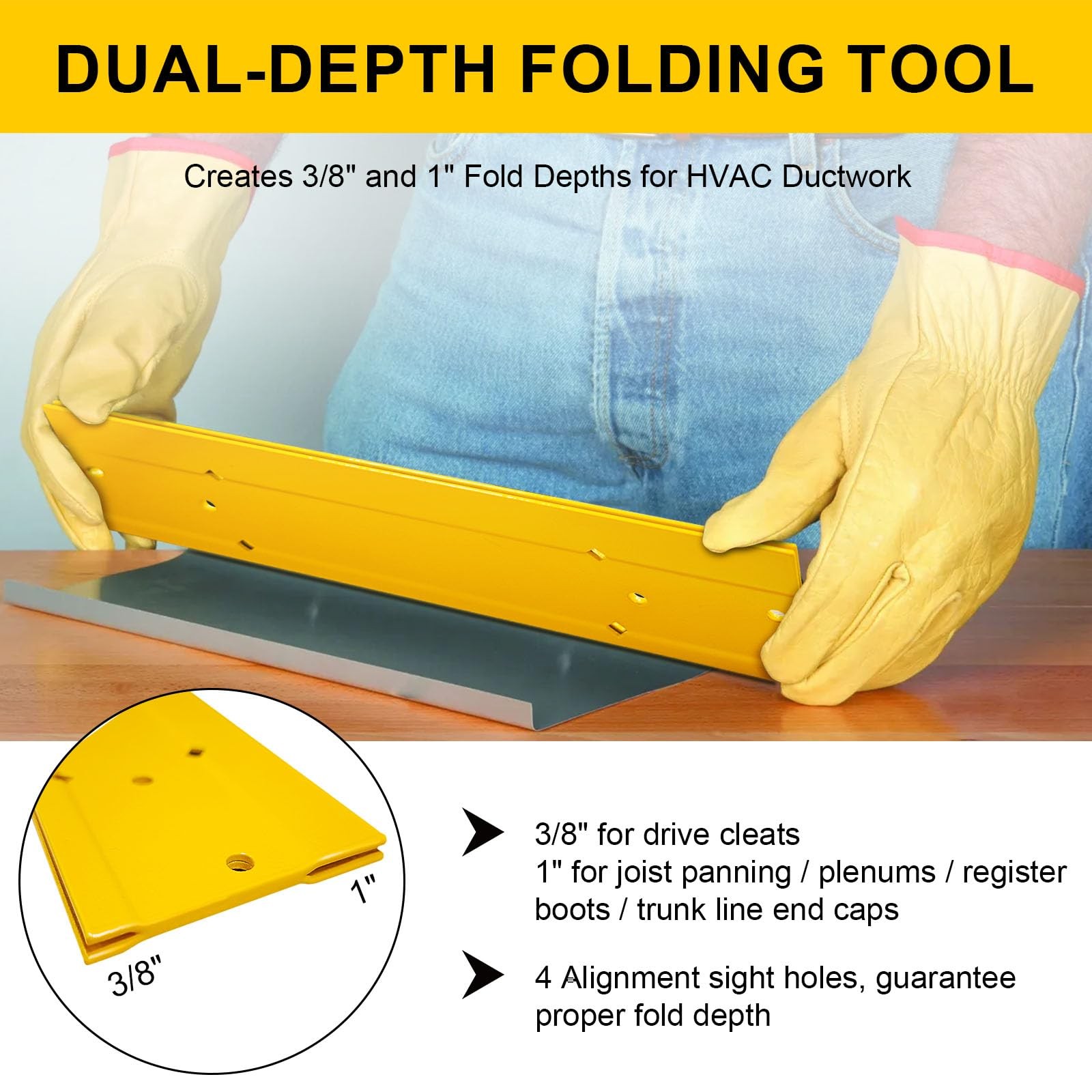 12 Inch Sheet Metal Bending Tool, Duct Bender Hand Folding 12 Inch, Yellow