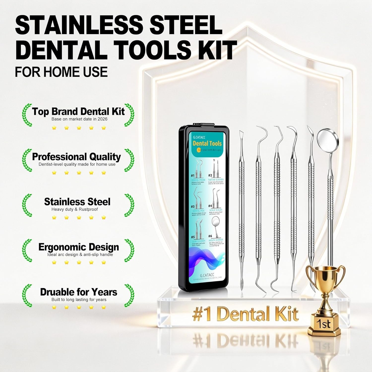 Dental Tools, Dental Pick for Teeth Cleaning, Stainless Steel Hygiene Kit