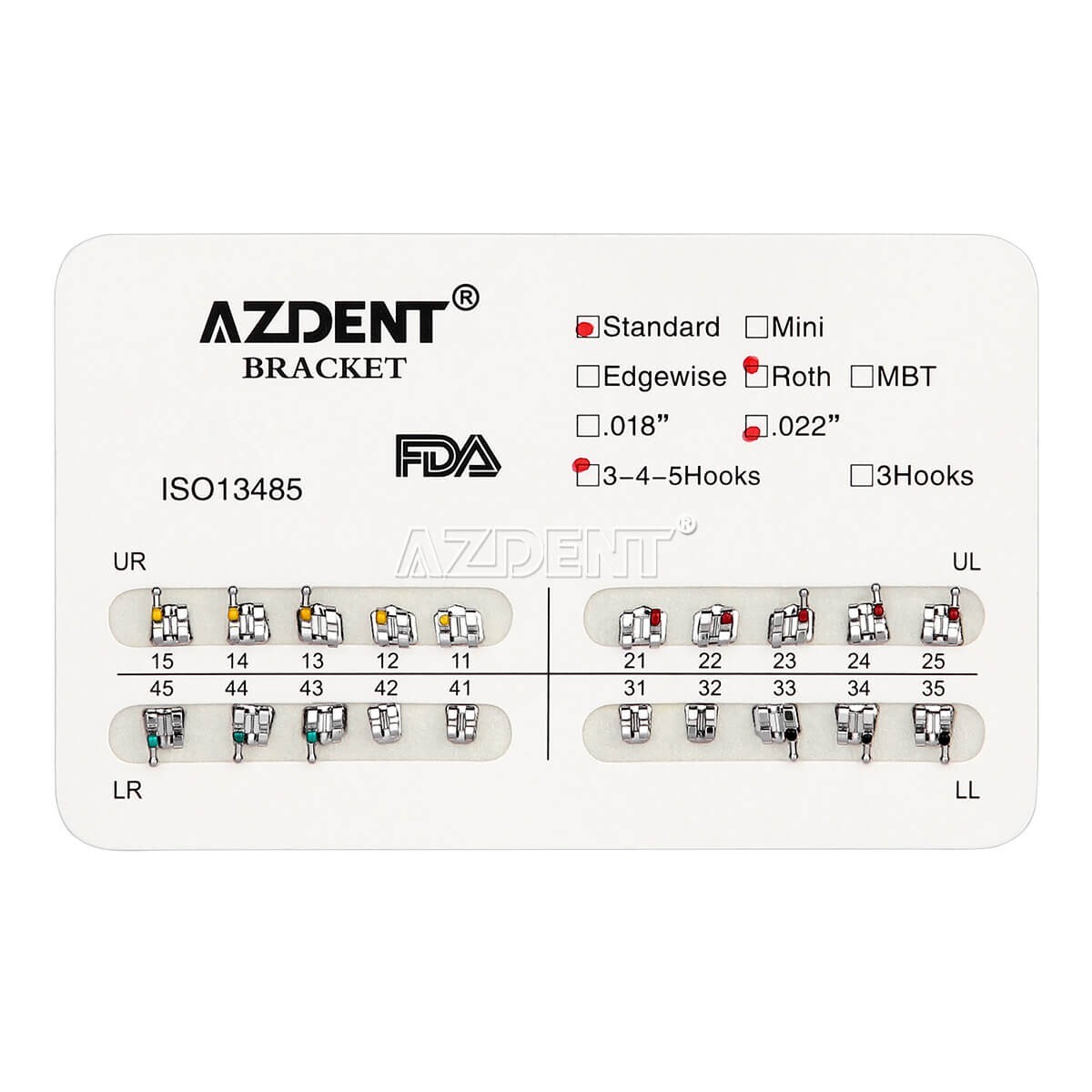 10X Dental Brackets Ortho Standard Roth Slot.022 Hooks 3,4,5 Metal Braces USA