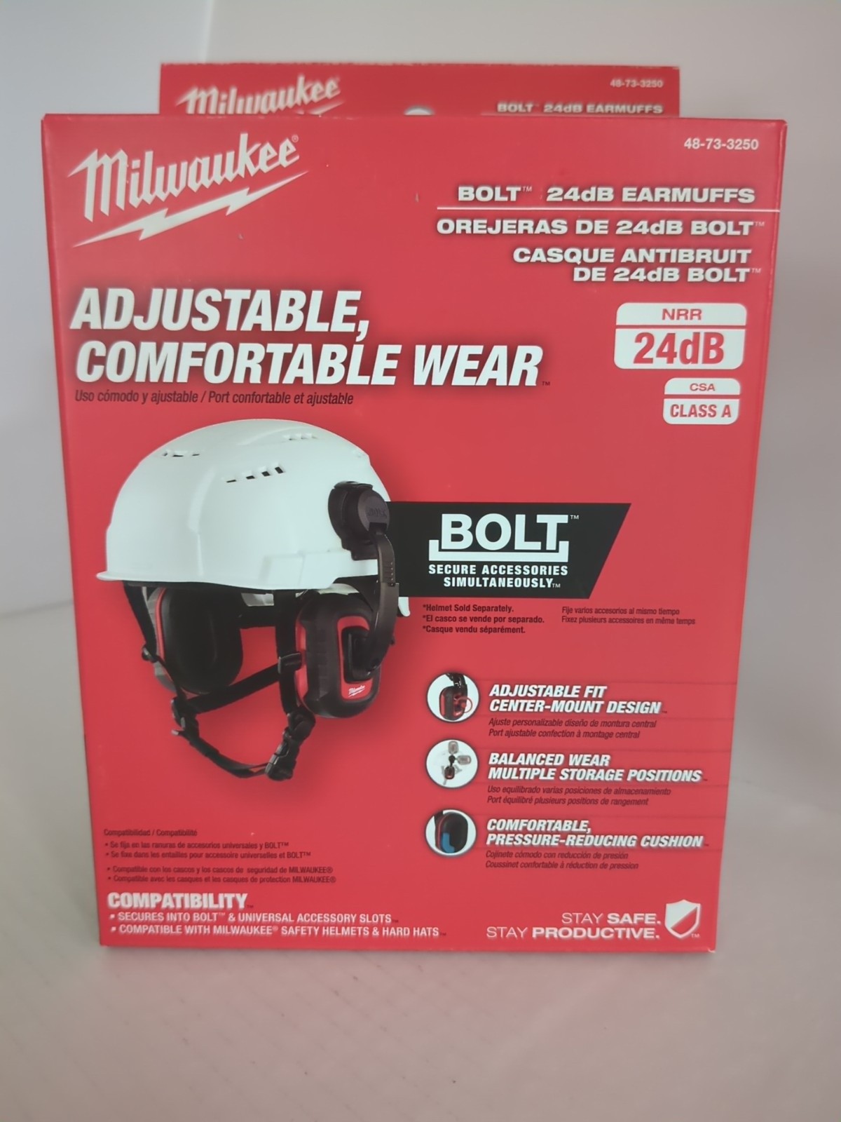 Milwaukee 48-73-3250 BOLT 24dB Hardhat Earmuffs Class A Universal Safety Helmets