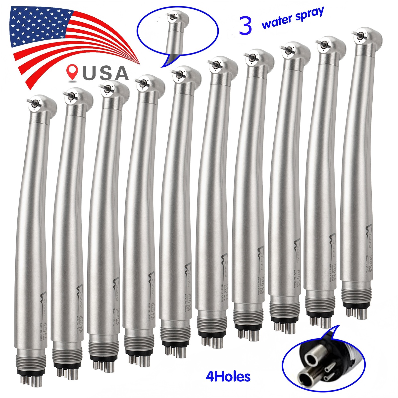 10PCS Dental High Speed Handpiece 4 Holes Air Turbine for NSK PANA MAX Style