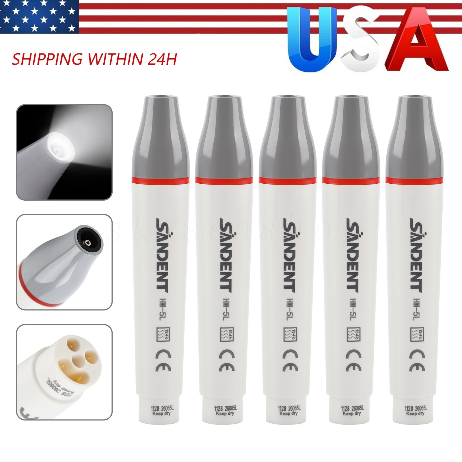 1-5PCS LED Detachable Handpiece Dental Scaler Handle HW-5L for Cavitron EMS